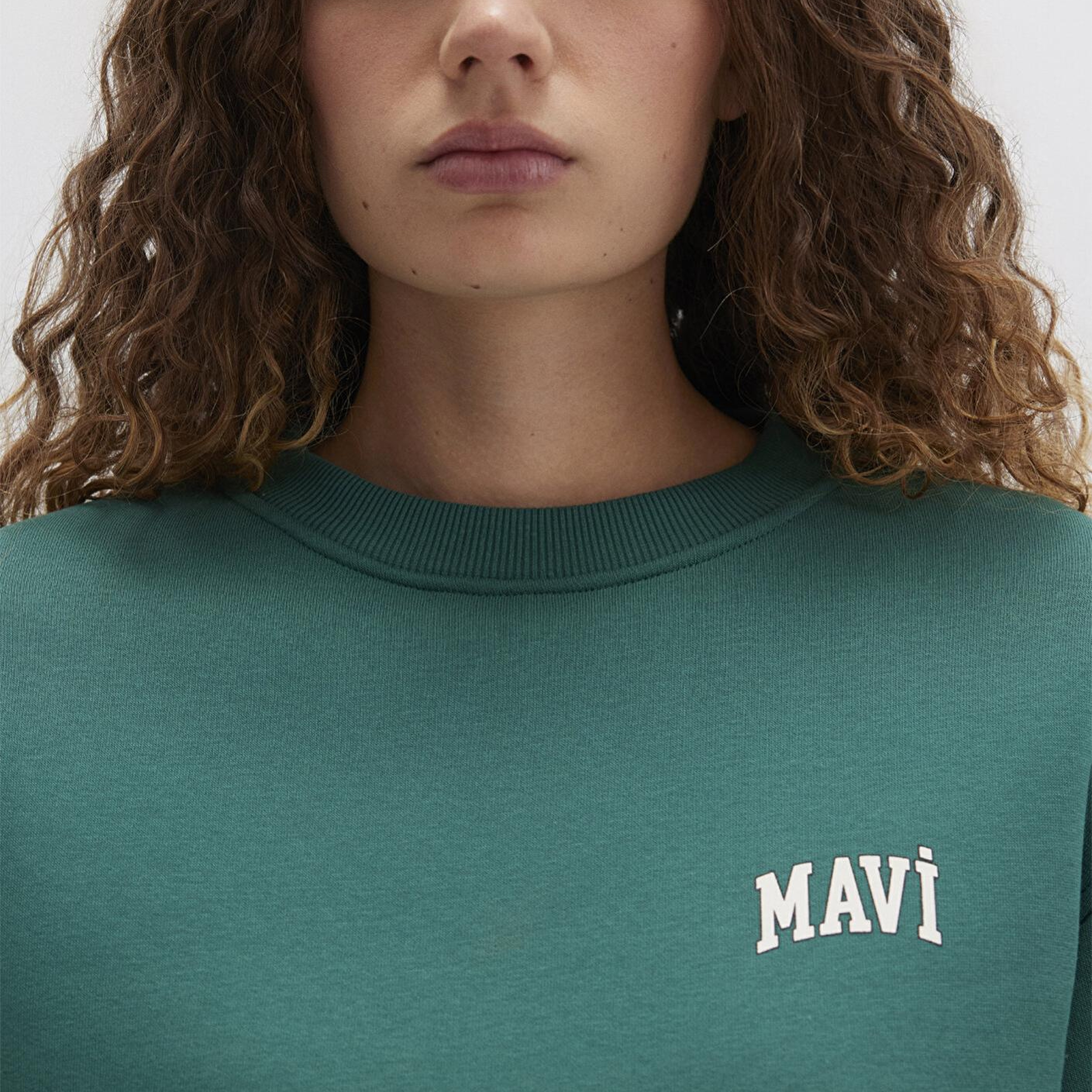 Mavi Mavi Logo Baskılı Yeşil Crop Sweatshirt 1611601-71874