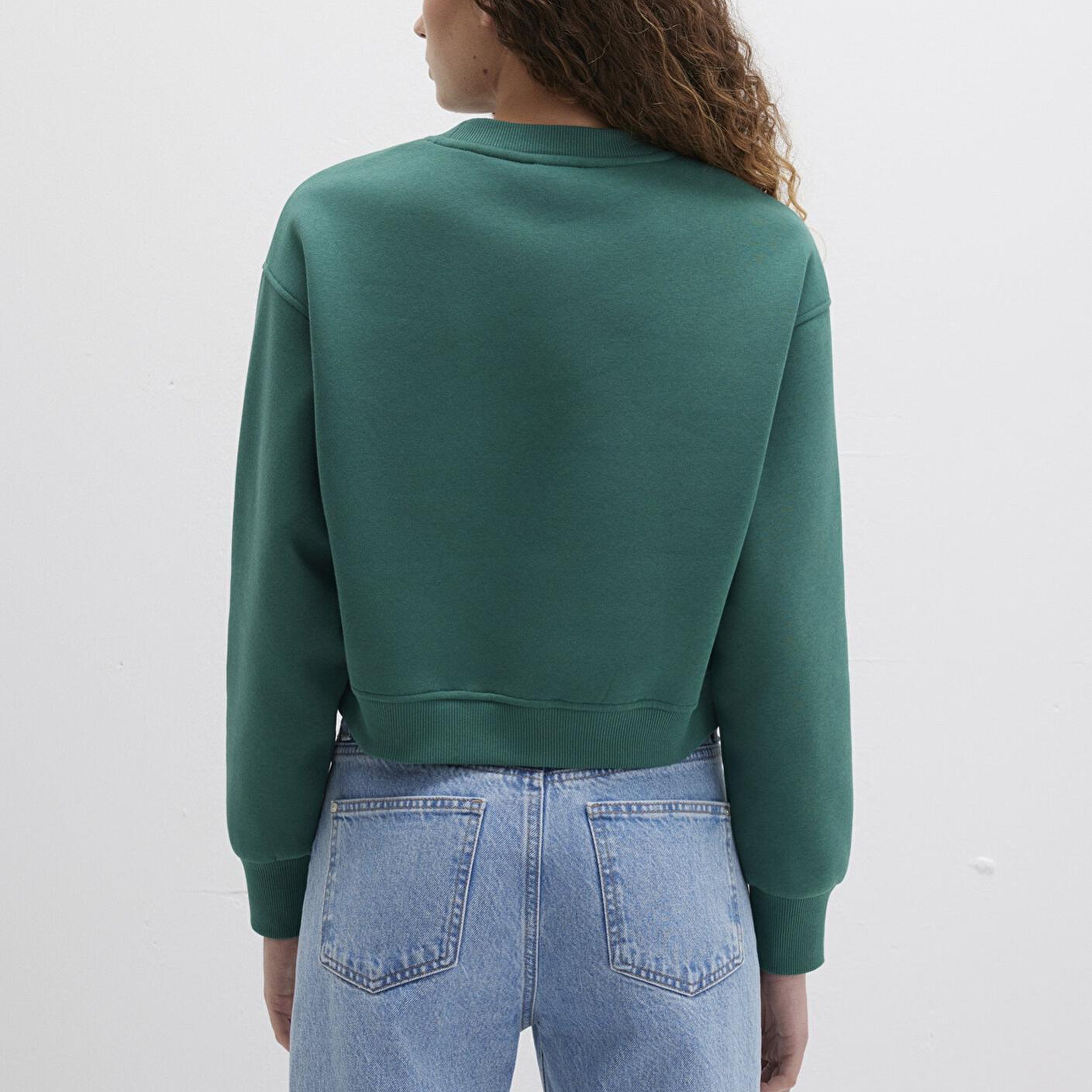 Mavi Mavi Logo Baskılı Yeşil Crop Sweatshirt 1611601-71874