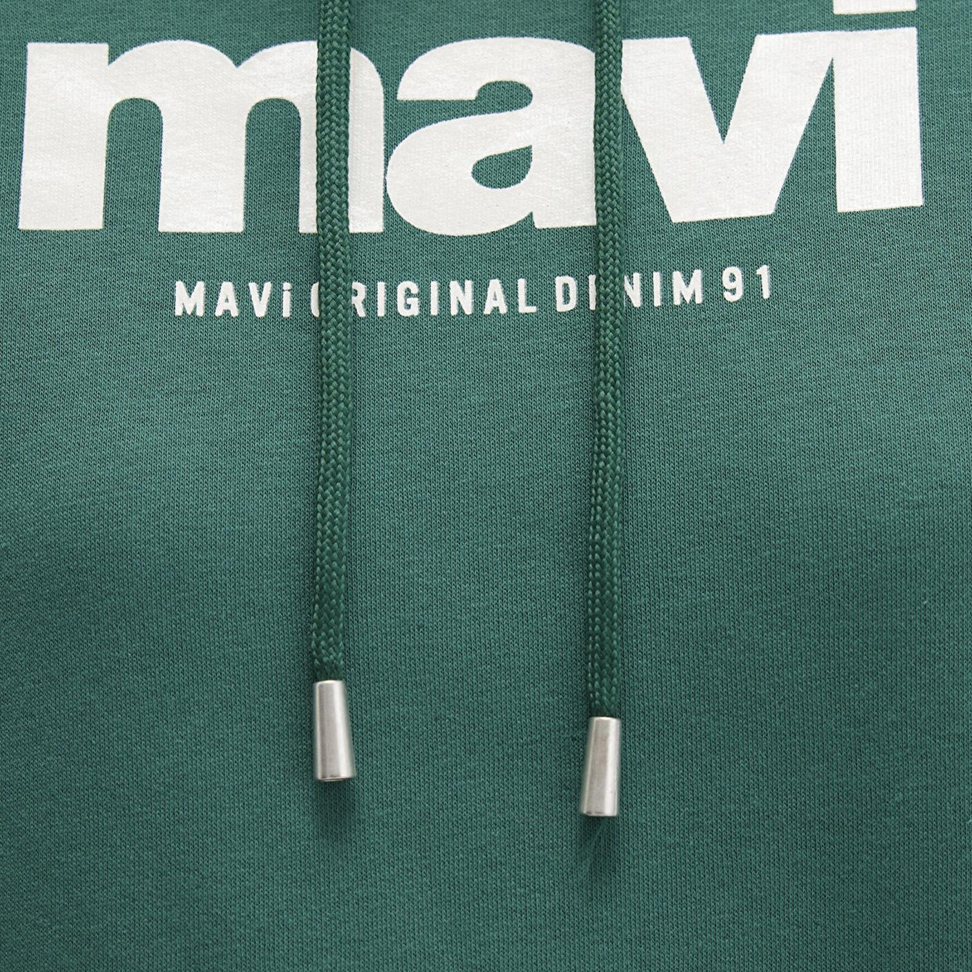 Mavi Mavi Logo Baskılı Kapüşonlu Yeşil Sweatshirt 168334-71874