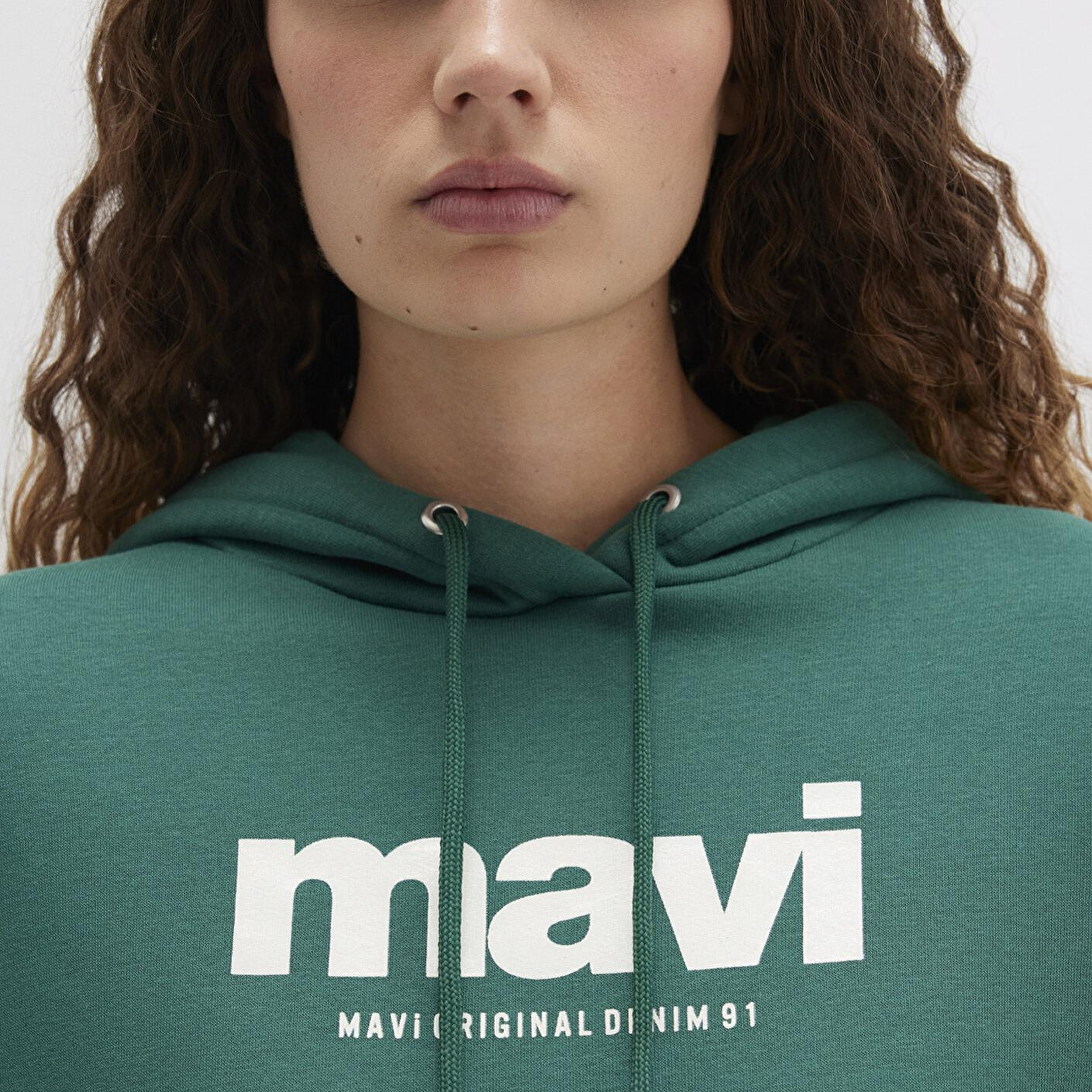 Mavi Mavi Logo Baskılı Kapüşonlu Yeşil Sweatshirt 168334-71874