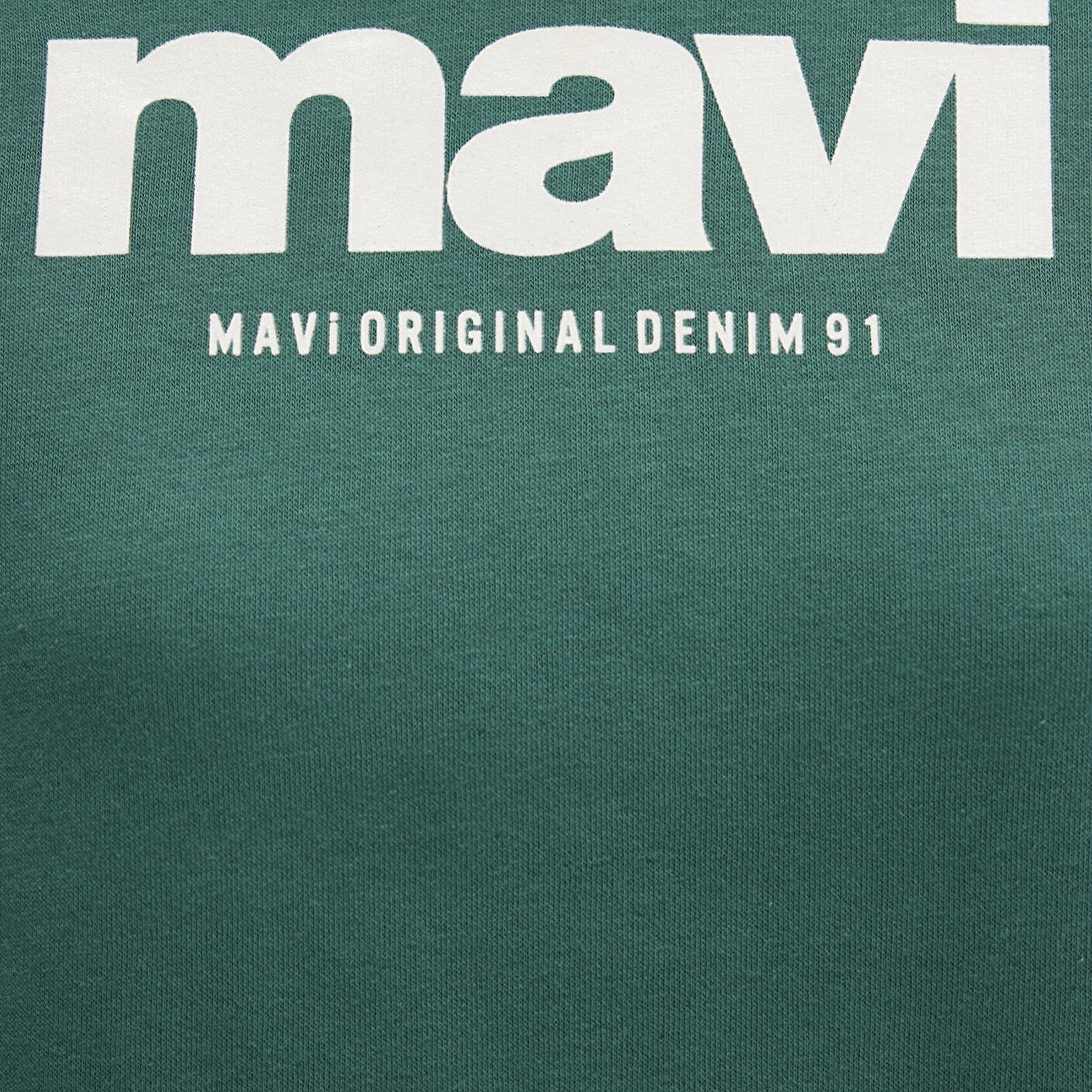 Mavi Mavi Logo Baskılı Kapüşonlu Yeşil Sweatshirt 168334-71874
