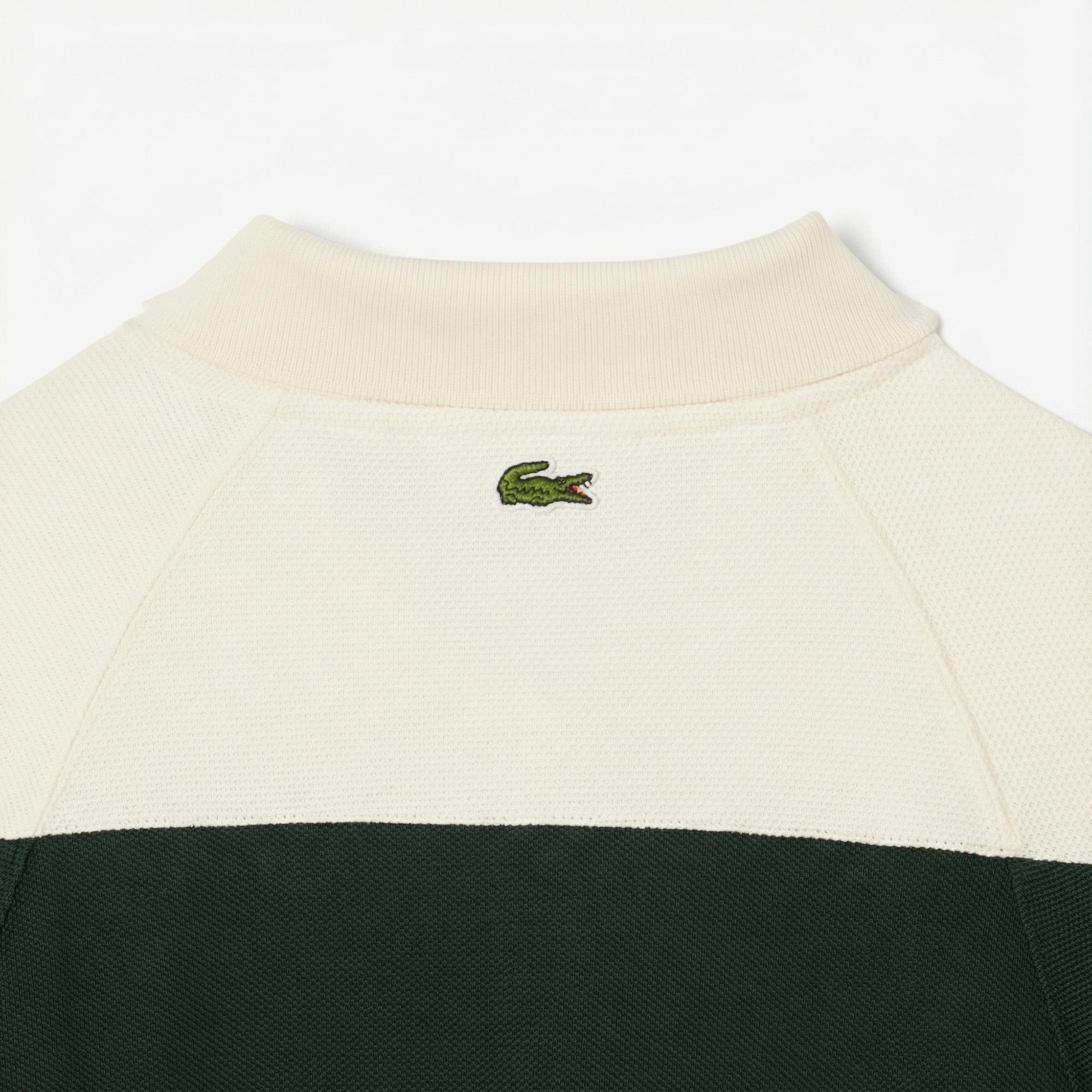 Lacoste Kadın Slim Fit Uzun Kollu Polo Yaka Renk Bloklu Koyu Yeşil Elbise