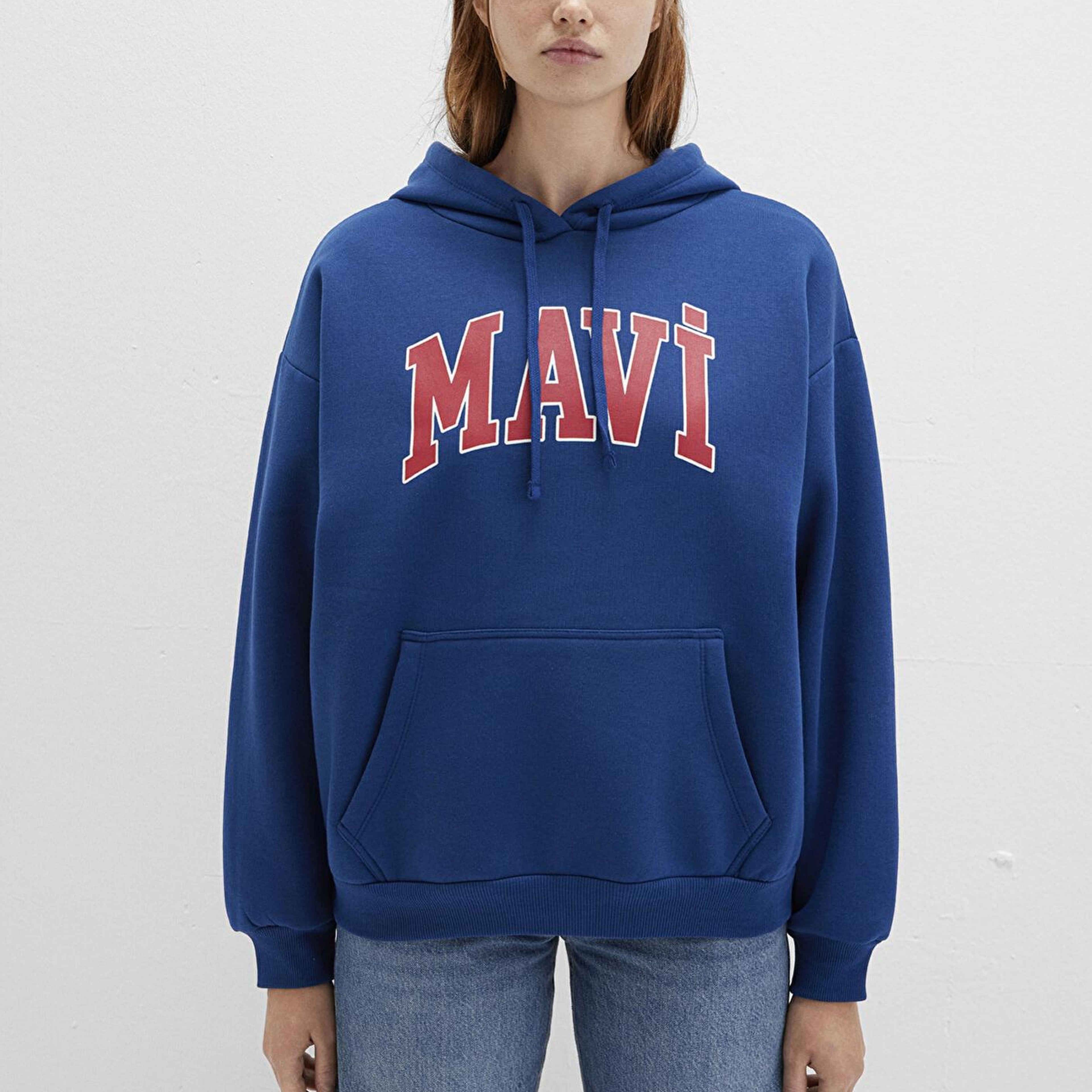 Mavi Mavi Logo Baskılı Kapüşonlu Lacivert Sweatshirt 1600361-82625