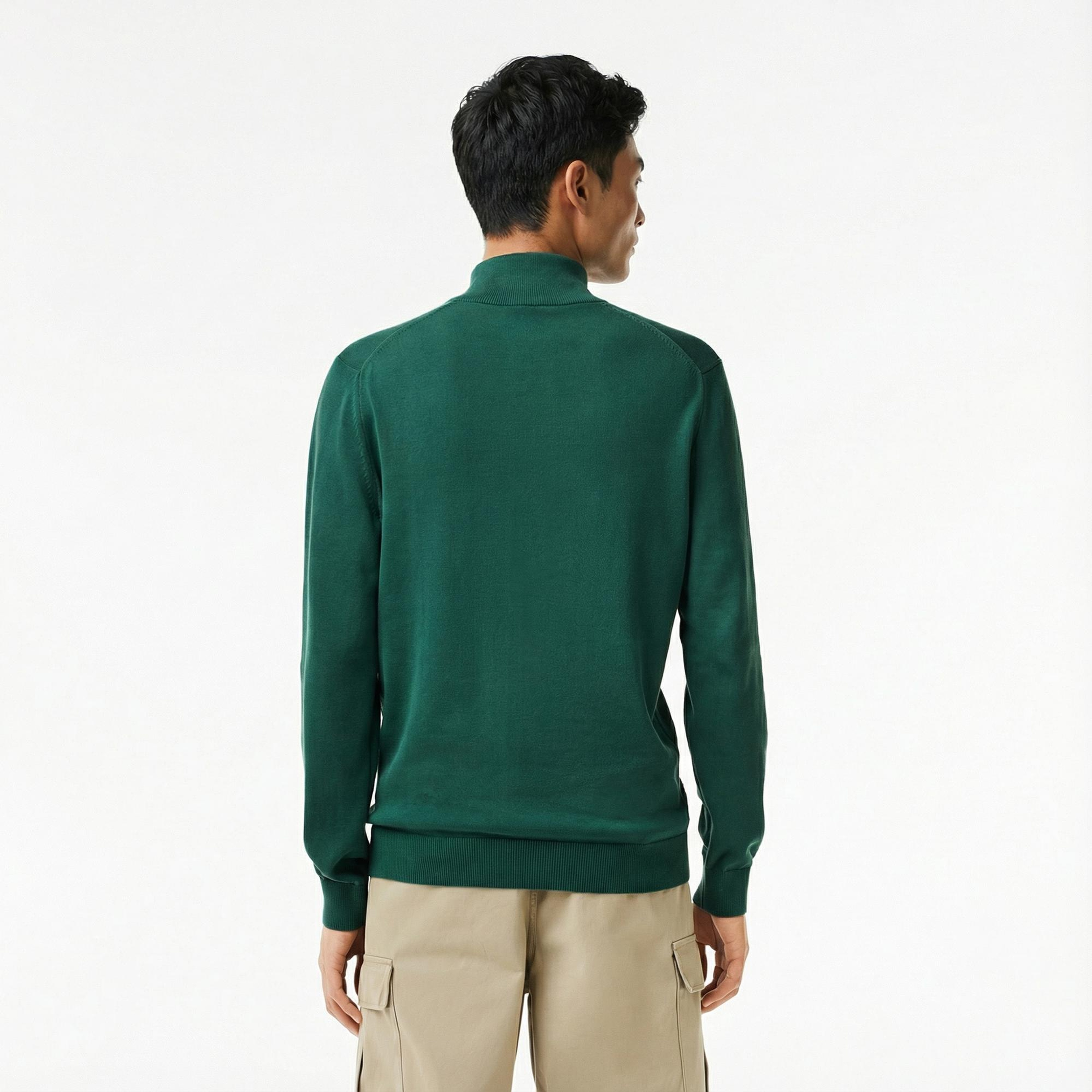 Lacoste Erkek Regular Fit Yarım Fermuarlı Koyu Yeşil Kazak