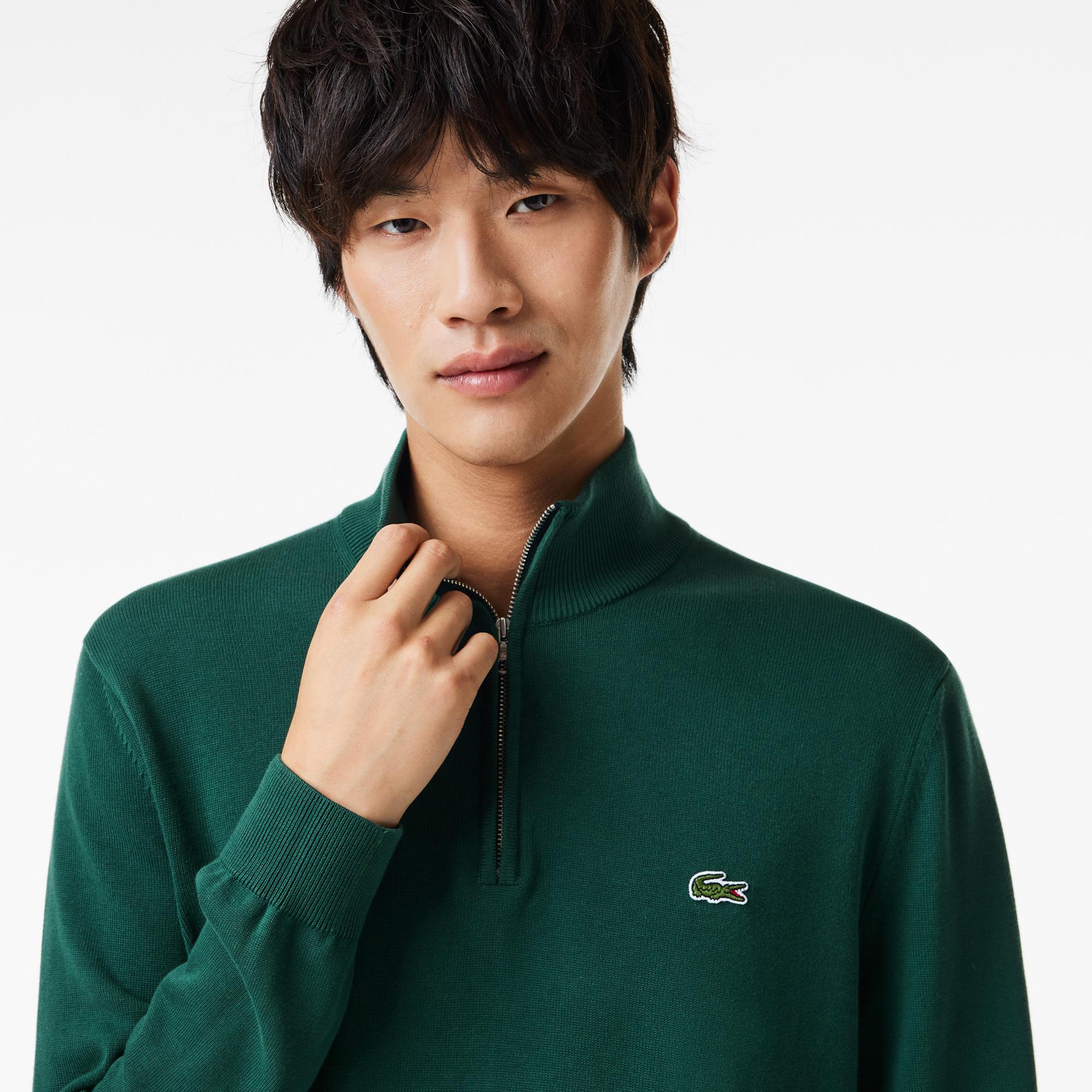 Lacoste Erkek Regular Fit Yarım Fermuarlı Koyu Yeşil Kazak