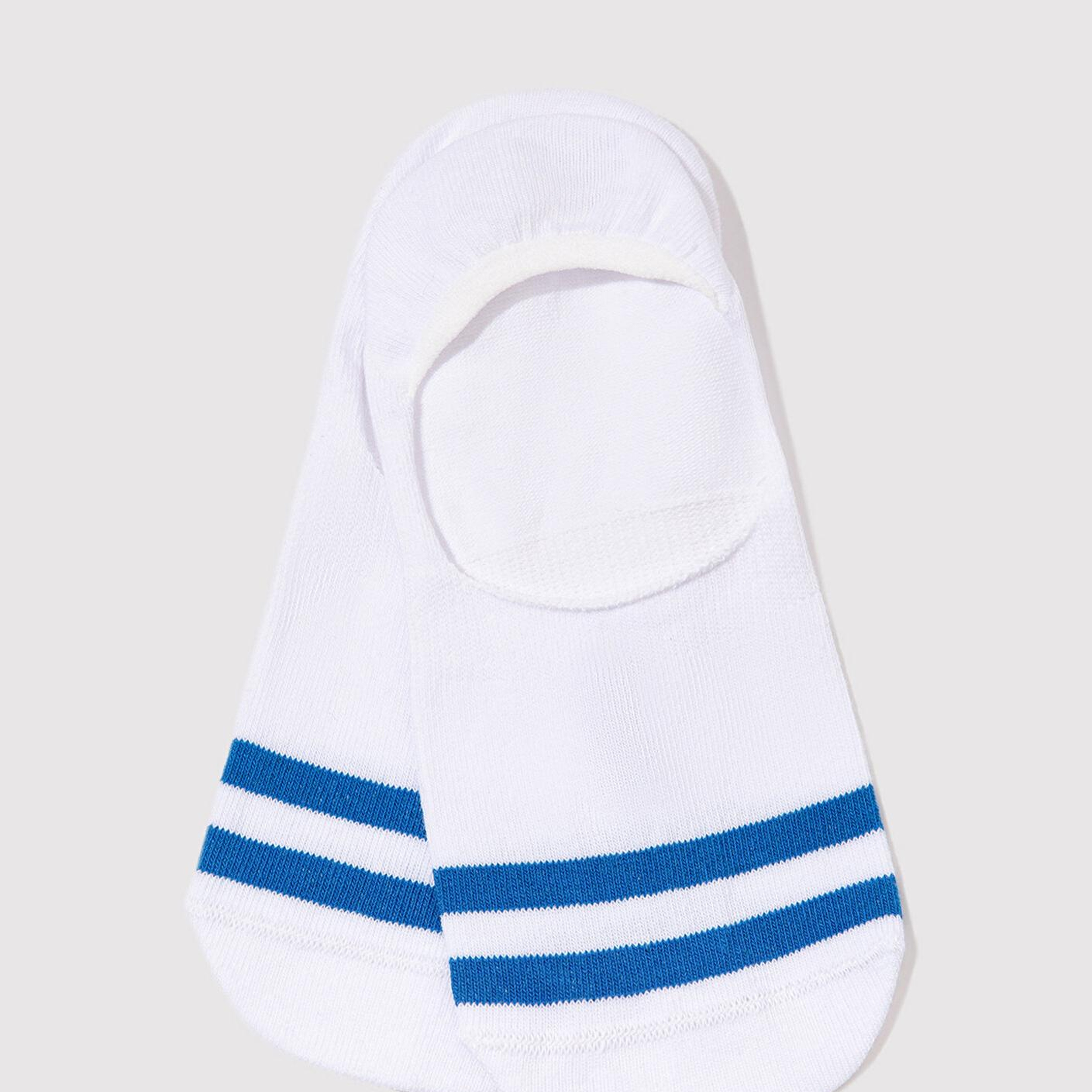 Mavi Çizgi Detaylı Beyaz Babet Çorap 0911124-620