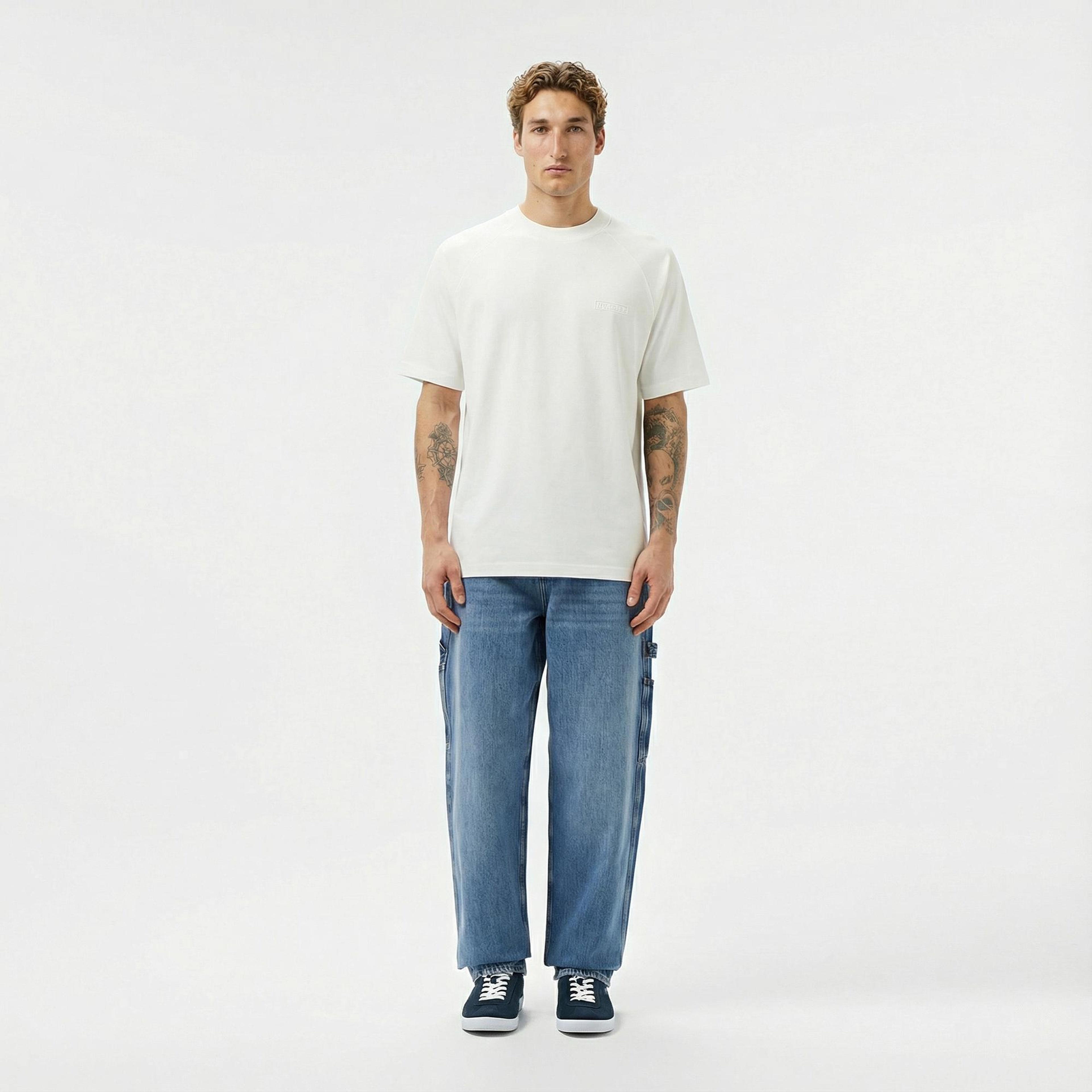 Lacoste Erkek Oversize Fit Bisiklet Yaka Beyaz T-Shirt