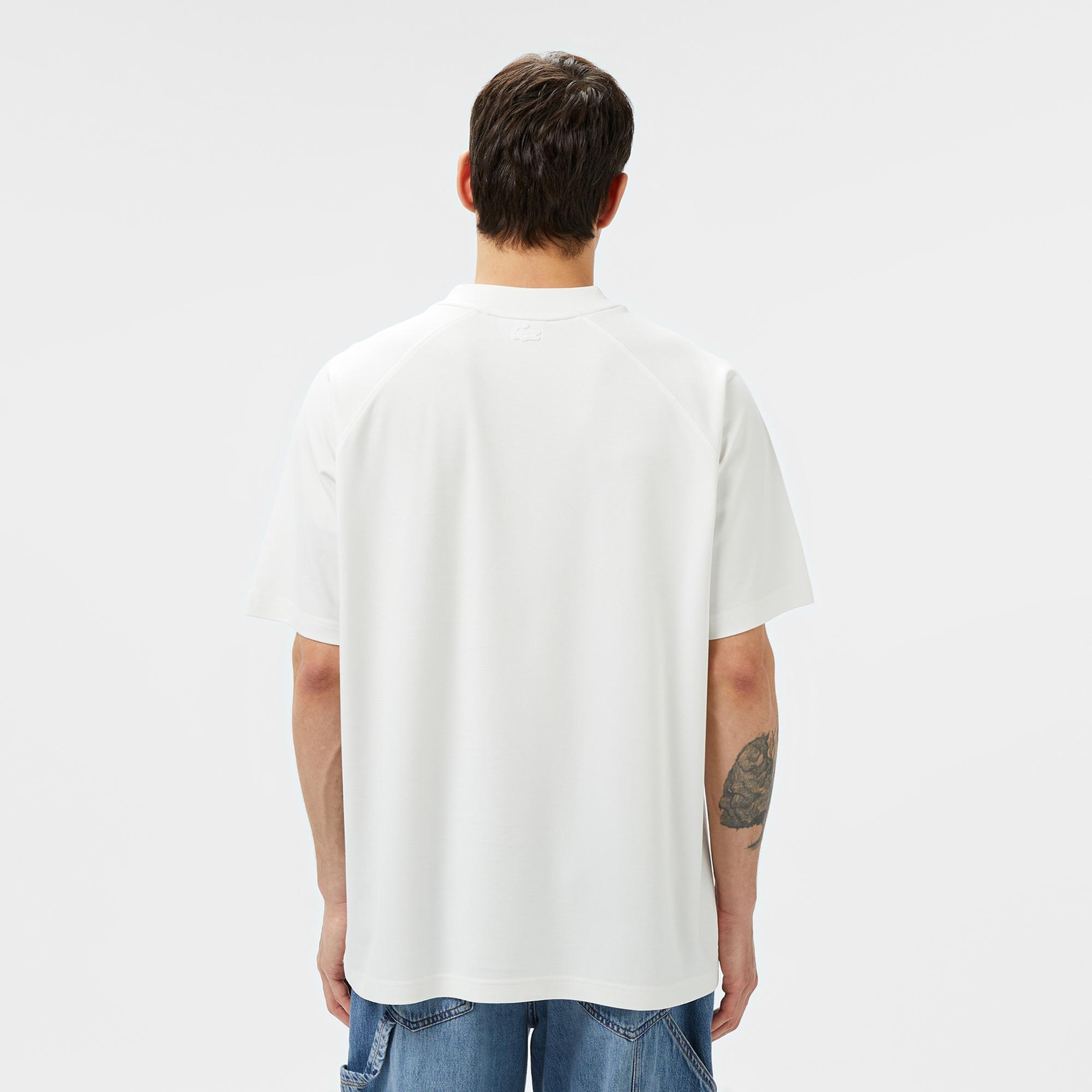 Lacoste Erkek Oversize Fit Bisiklet Yaka Beyaz T-Shirt