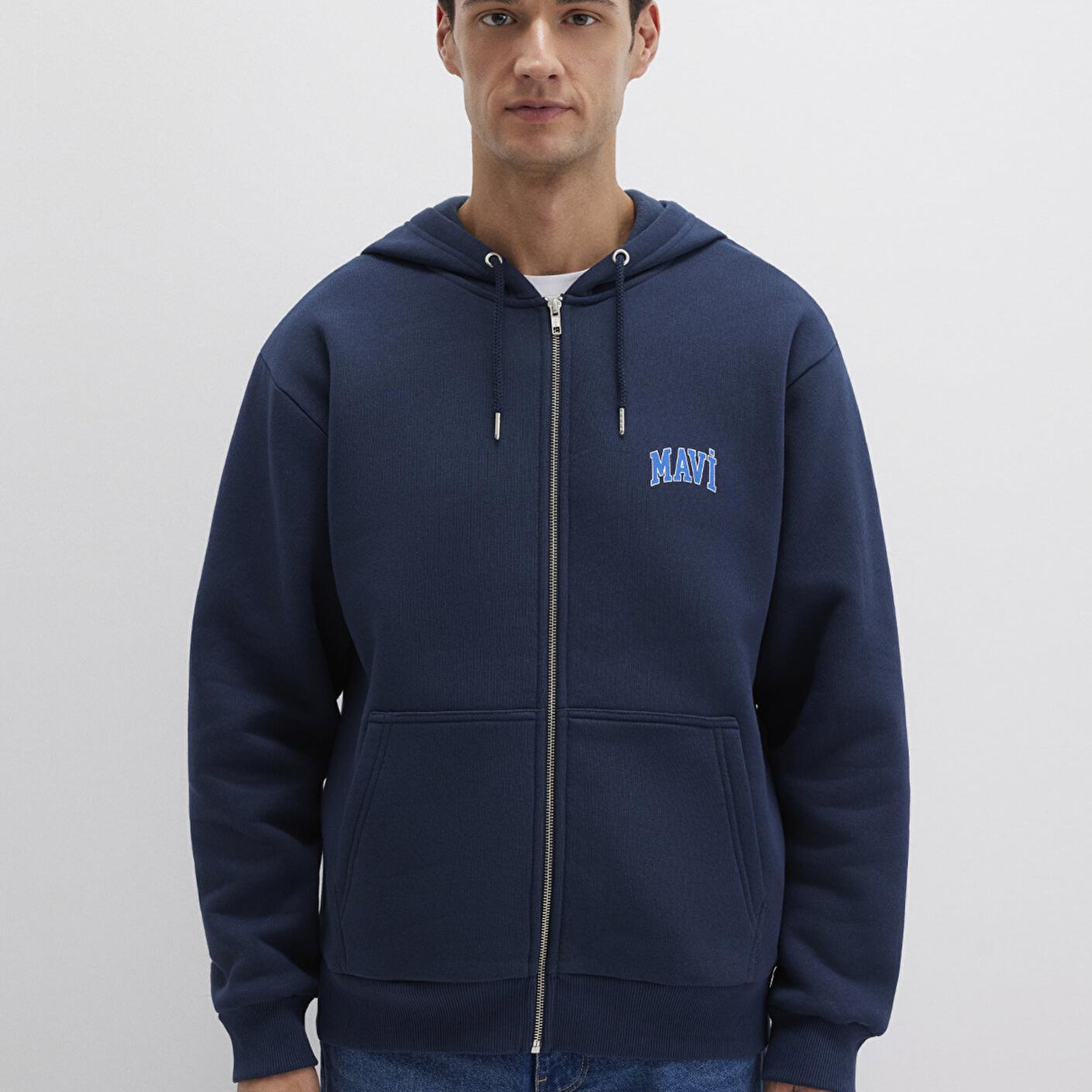 Mavi Mavi Logo Baskılı Fermuarlı Lacivert Sweatshirt 0611715-70490