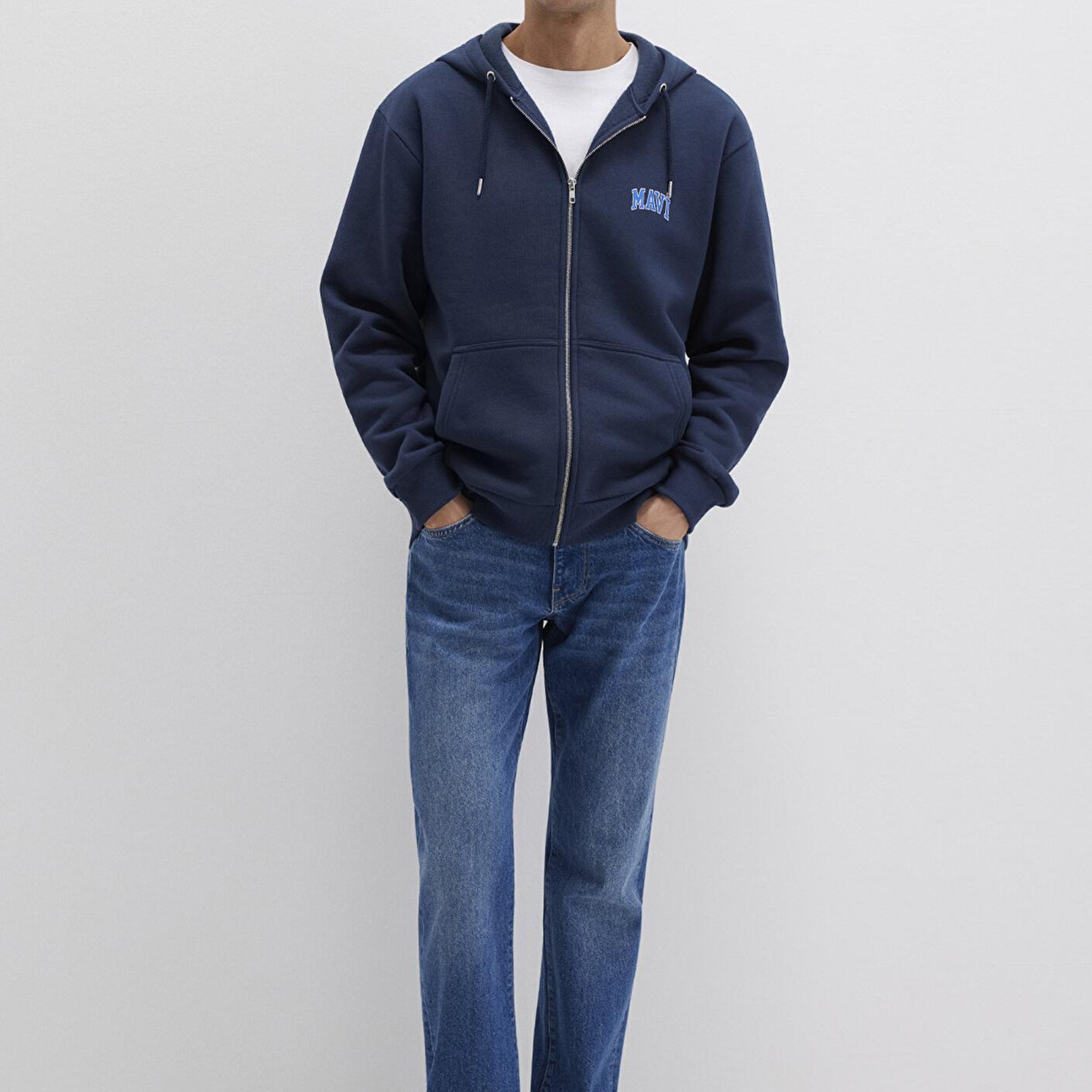 Mavi Mavi Logo Baskılı Fermuarlı Lacivert Sweatshirt 0611715-70490