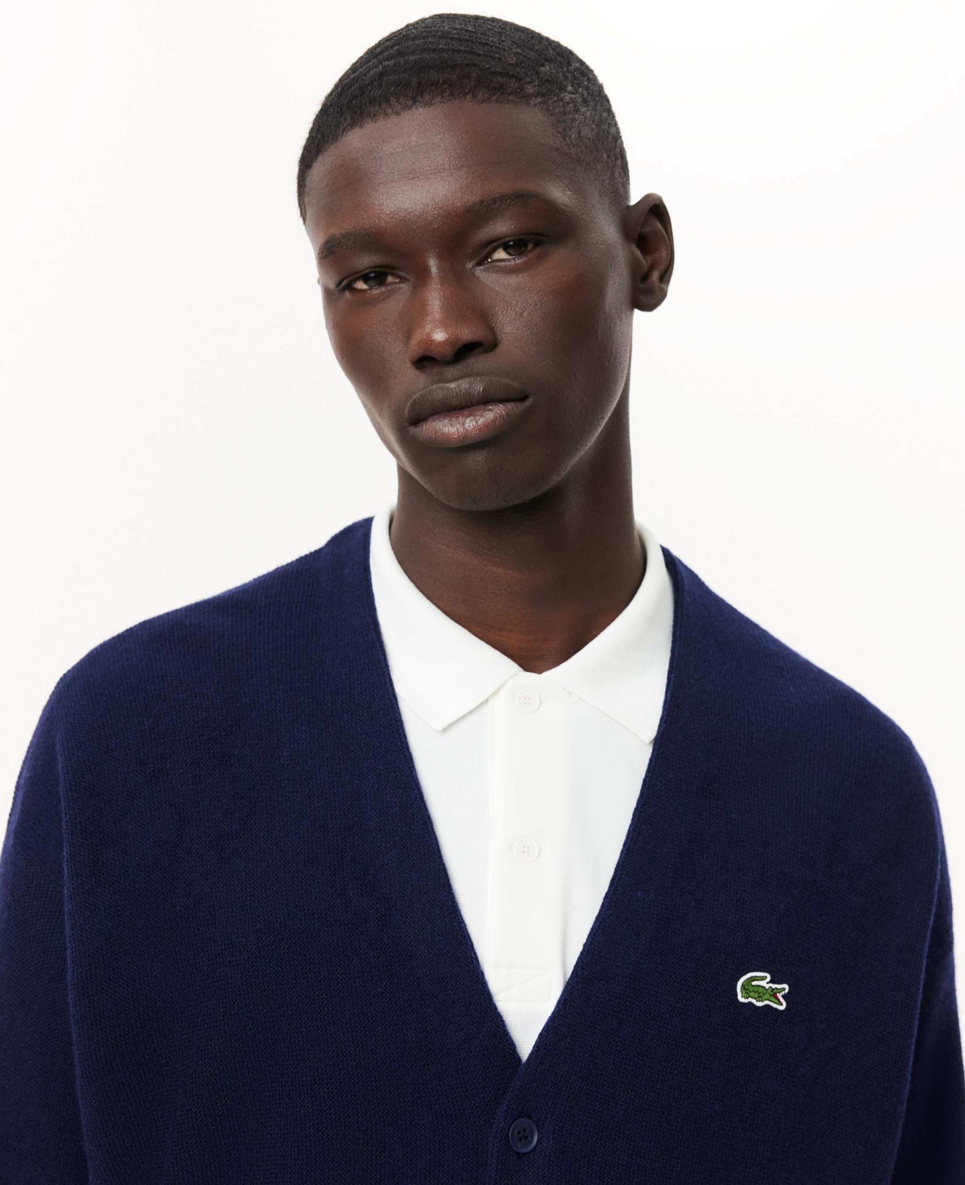 Lacoste Erkek Relaxed Fit V Yaka Lacivert Hırka