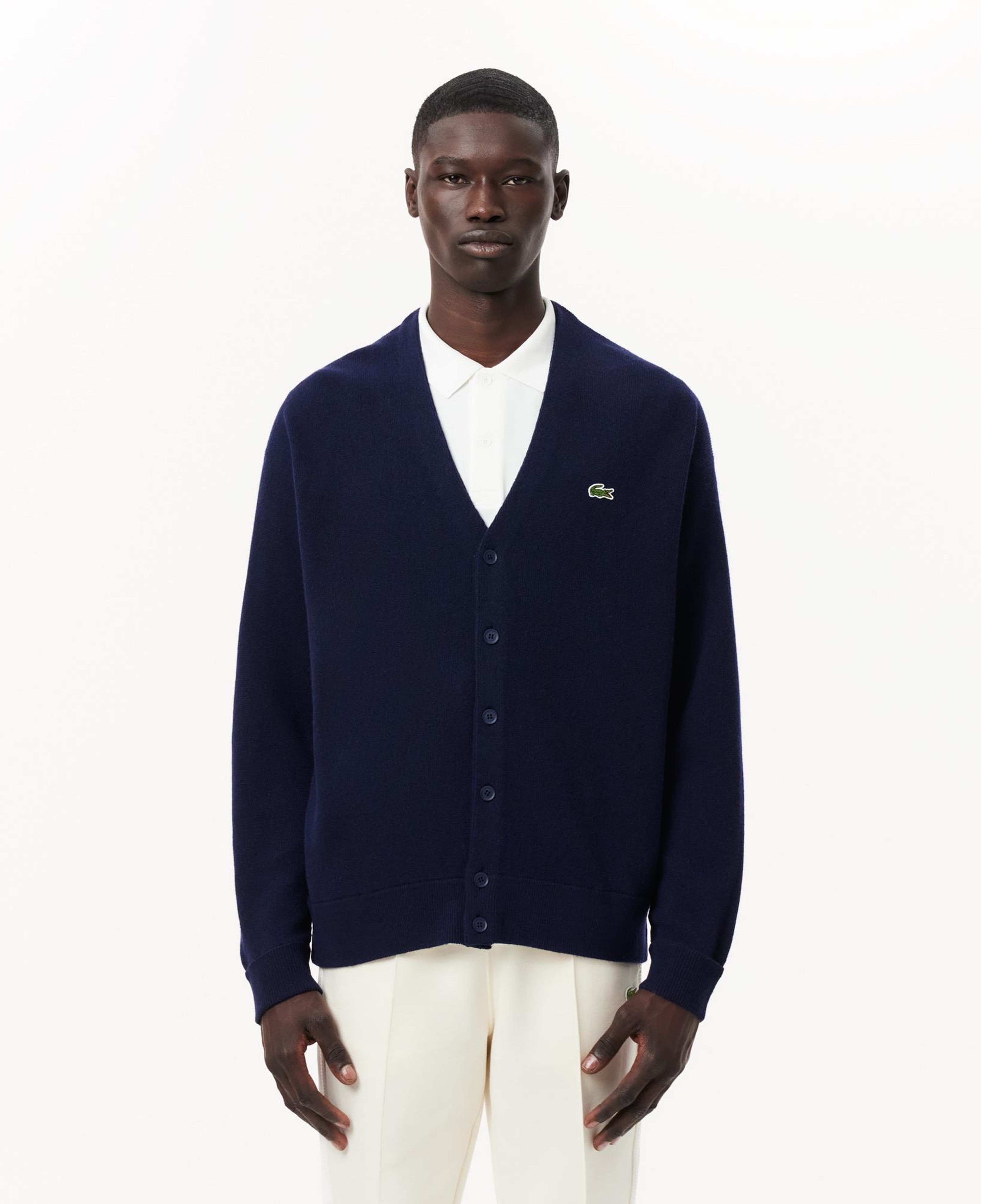 Lacoste Erkek Relaxed Fit V Yaka Lacivert Hırka