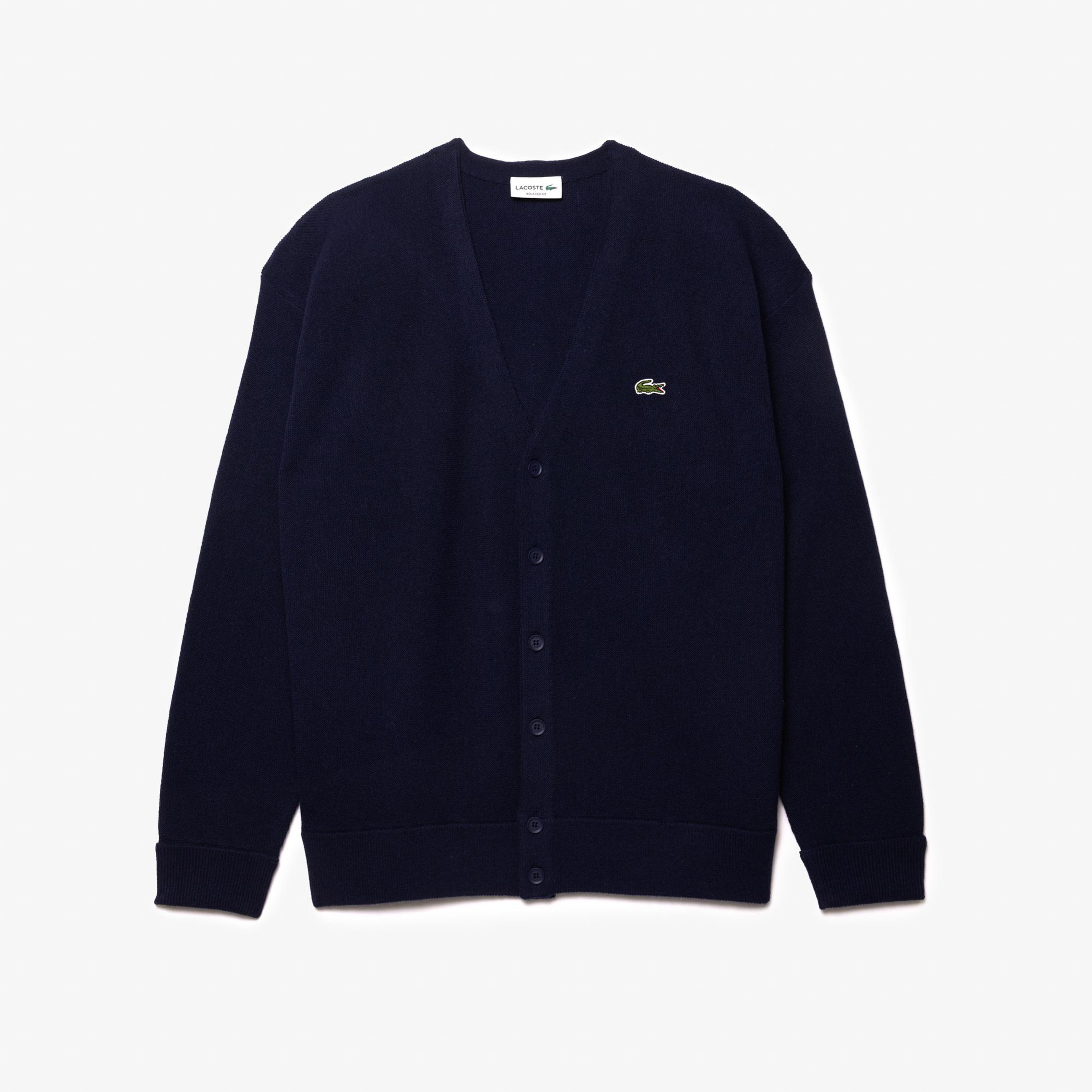 Lacoste Erkek Relaxed Fit V Yaka Lacivert Hırka