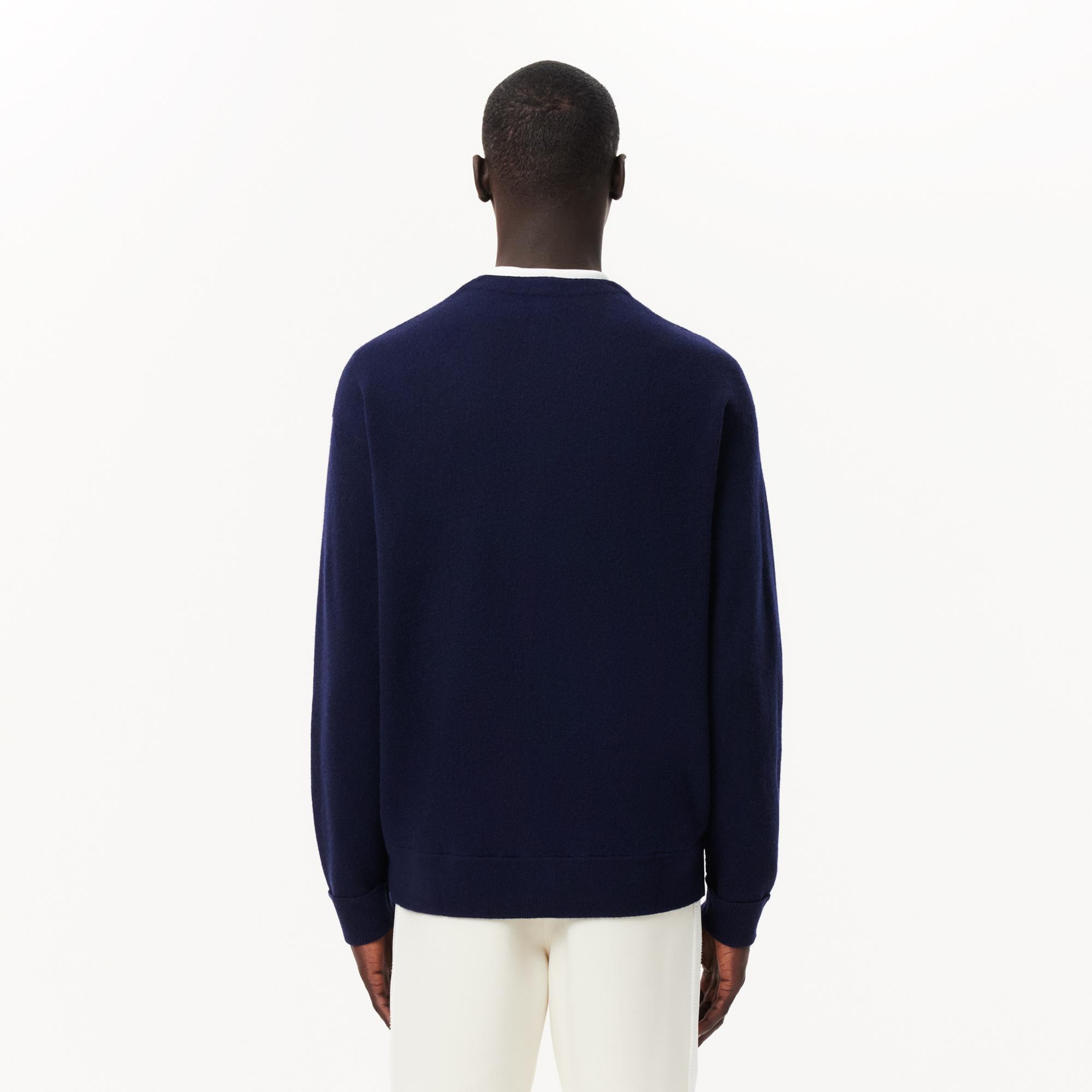 Lacoste Erkek Relaxed Fit V Yaka Lacivert Hırka