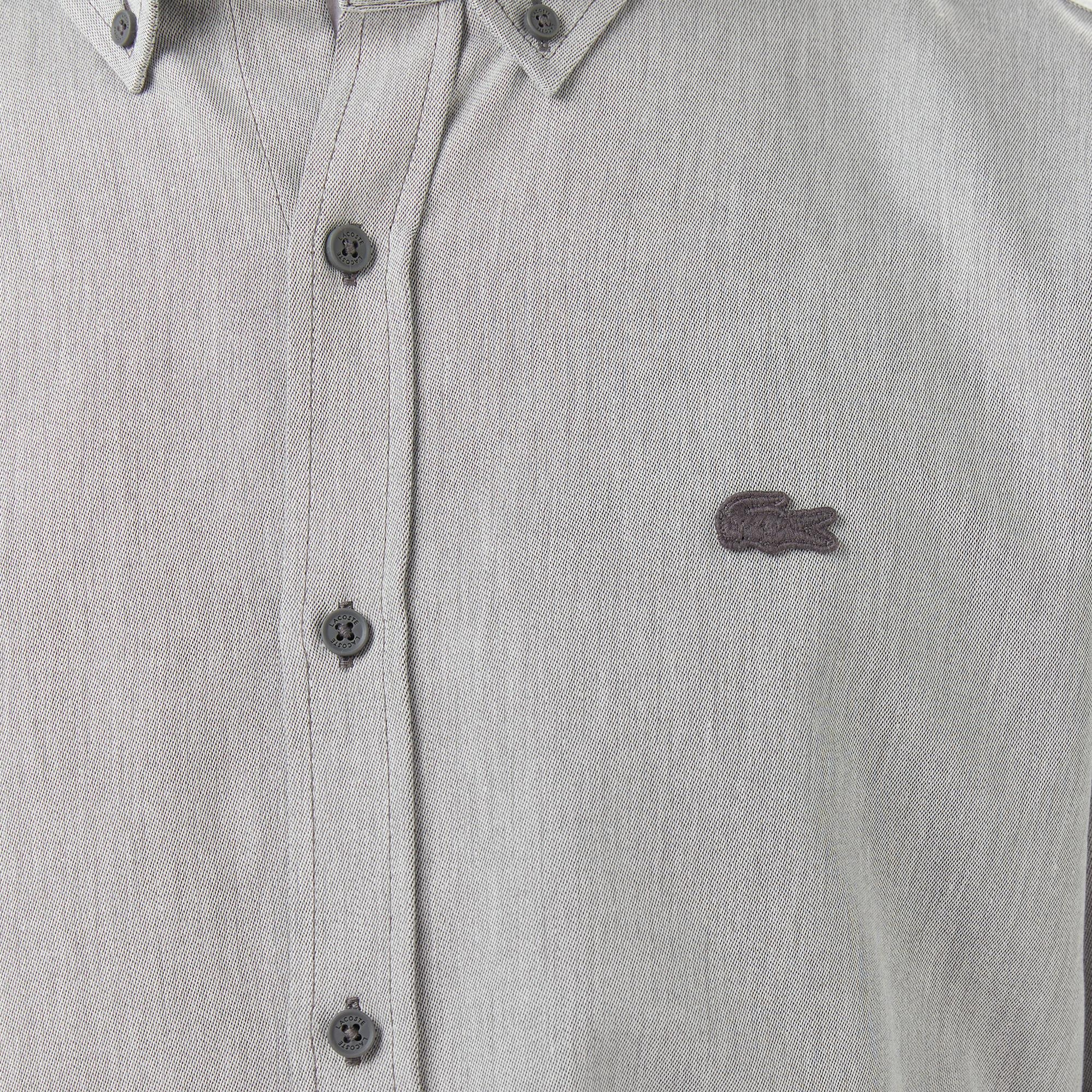 Lacoste Erkek Regular Fit Düğmeli Yaka Gri Gömlek