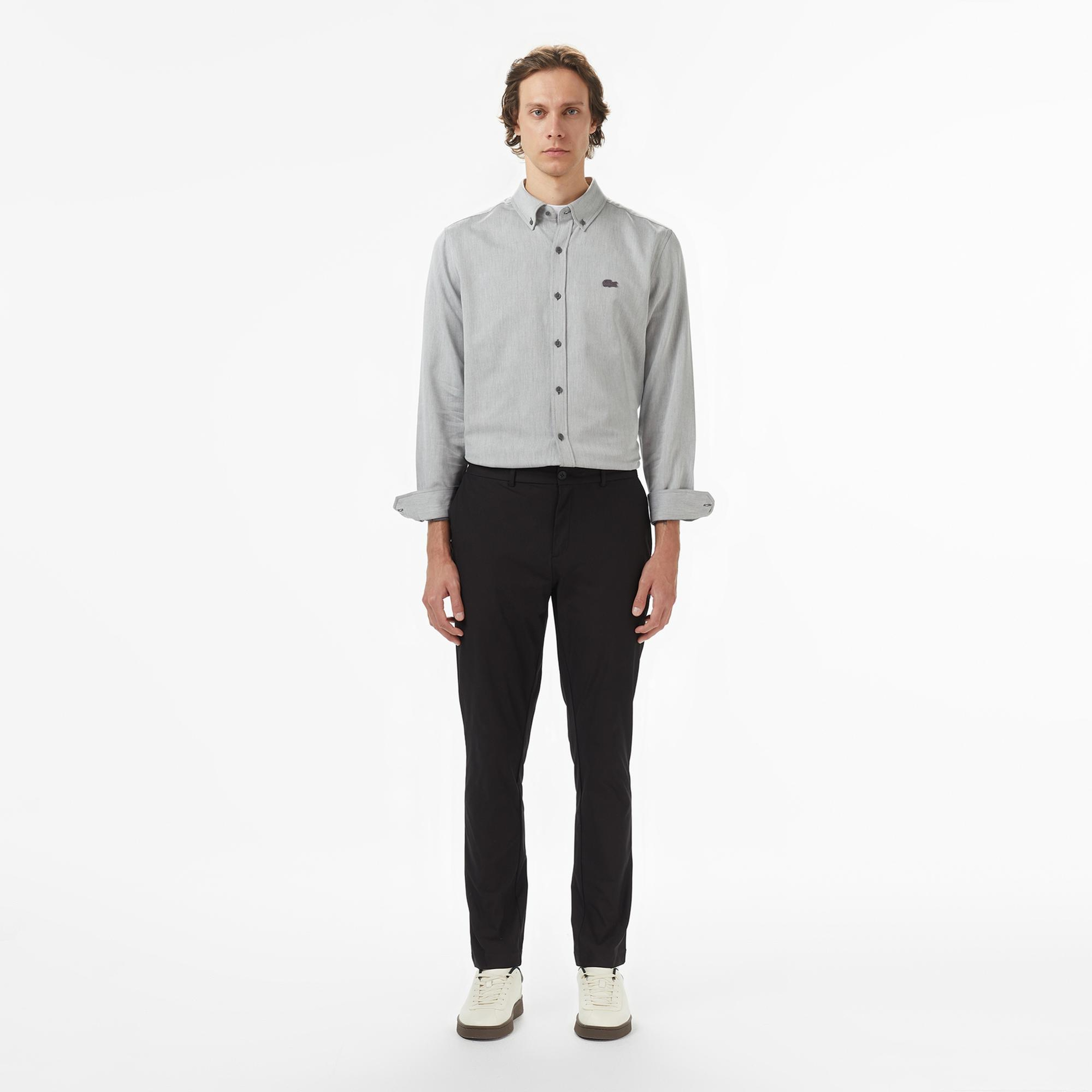 Lacoste Erkek Regular Fit Düğmeli Yaka Gri Gömlek