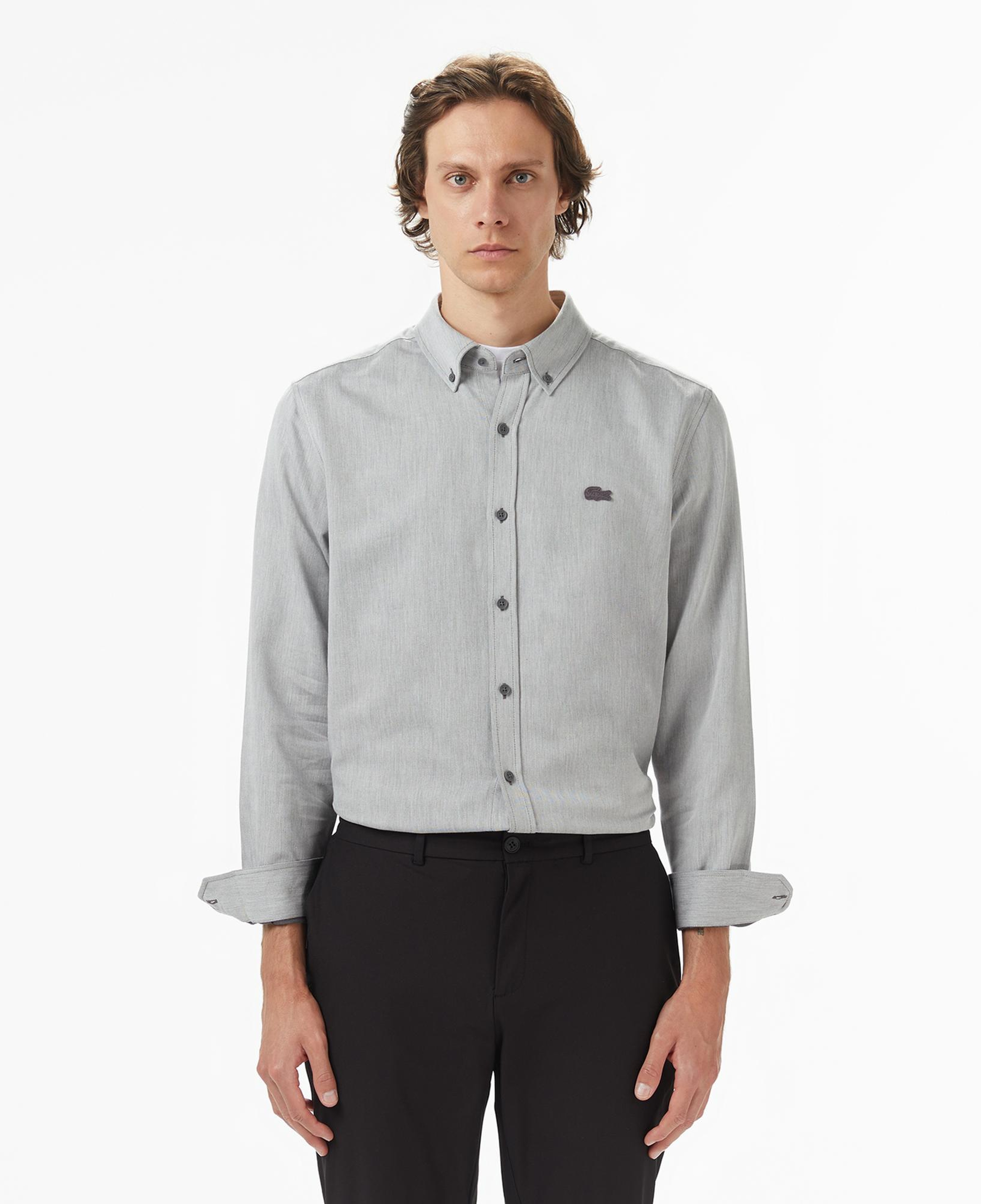 Lacoste Erkek Regular Fit Düğmeli Yaka Gri Gömlek