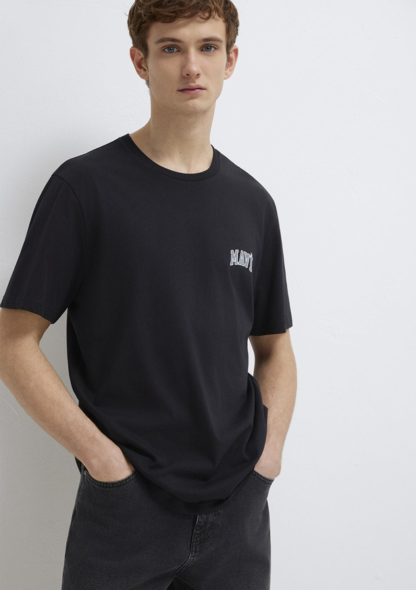 Mavi Mavi Logo Baskılı Siyah Tişört Regular Fit / Normal Kesim 0611714-900