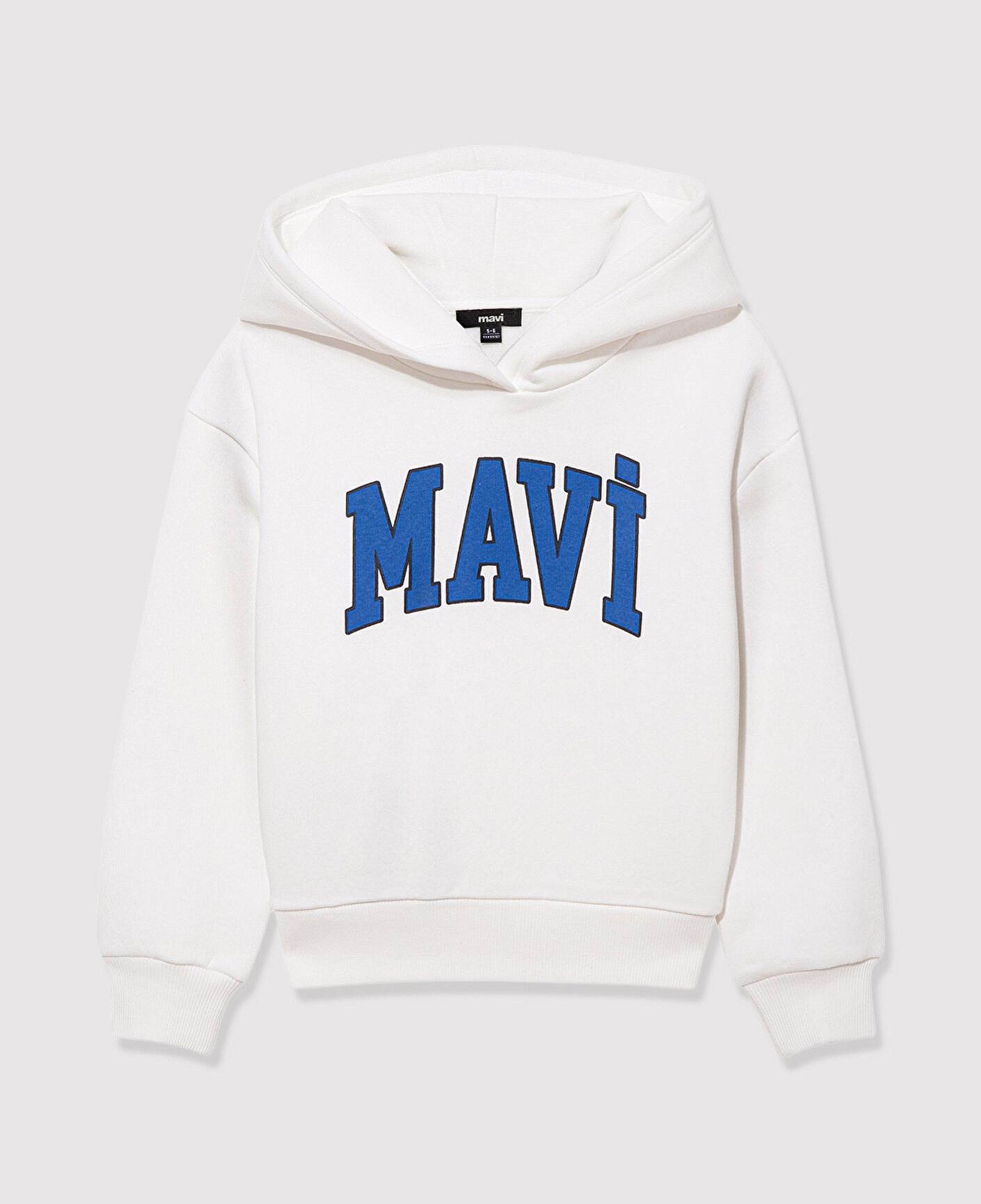 Mavi Mavi Logo Baskılı Beyaz Kapüşonlu Sweatshirt 6610110-70057