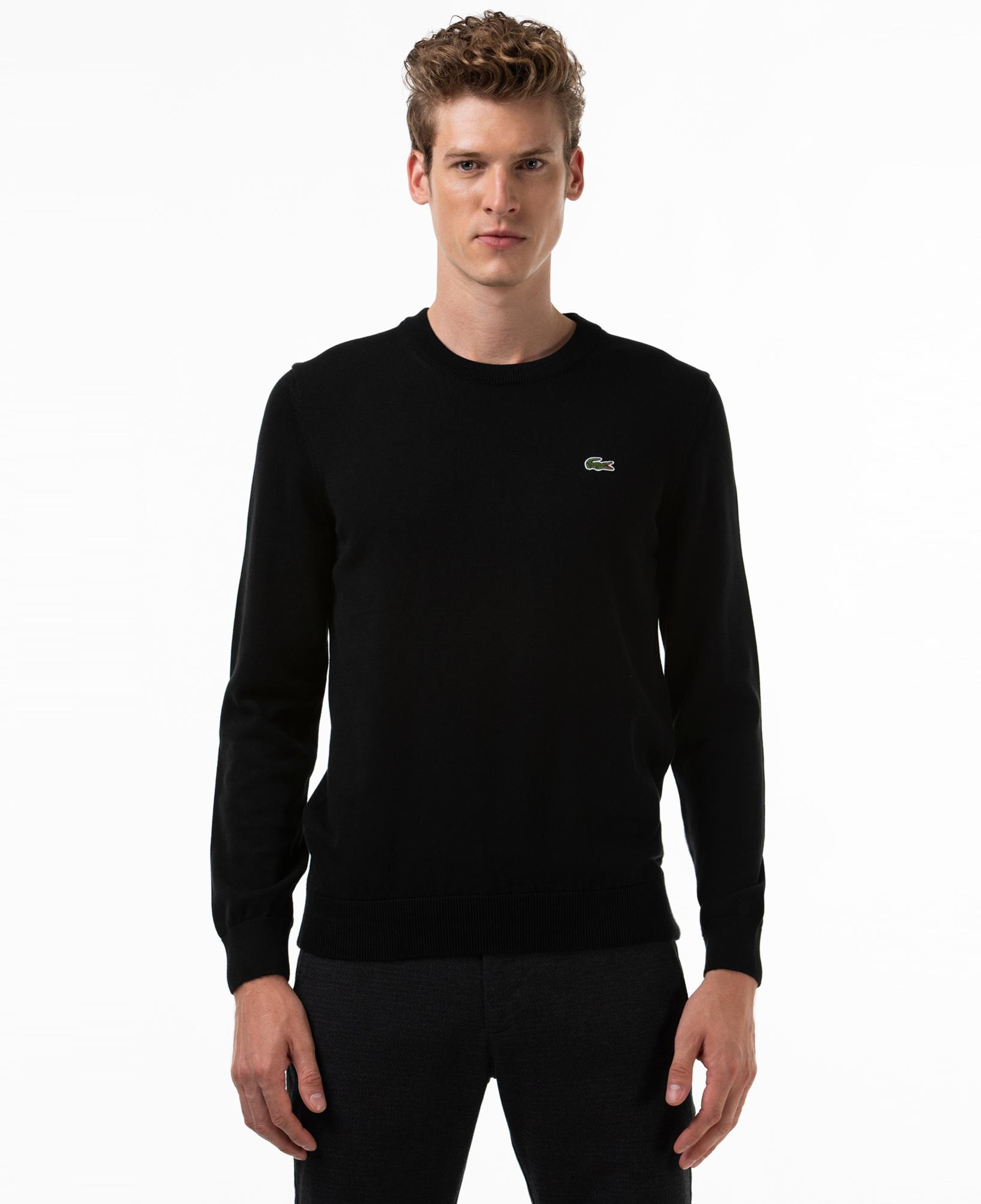 Erkek Regular Fit Bisiklet Yaka Organik Pamuk Siyah Kazak