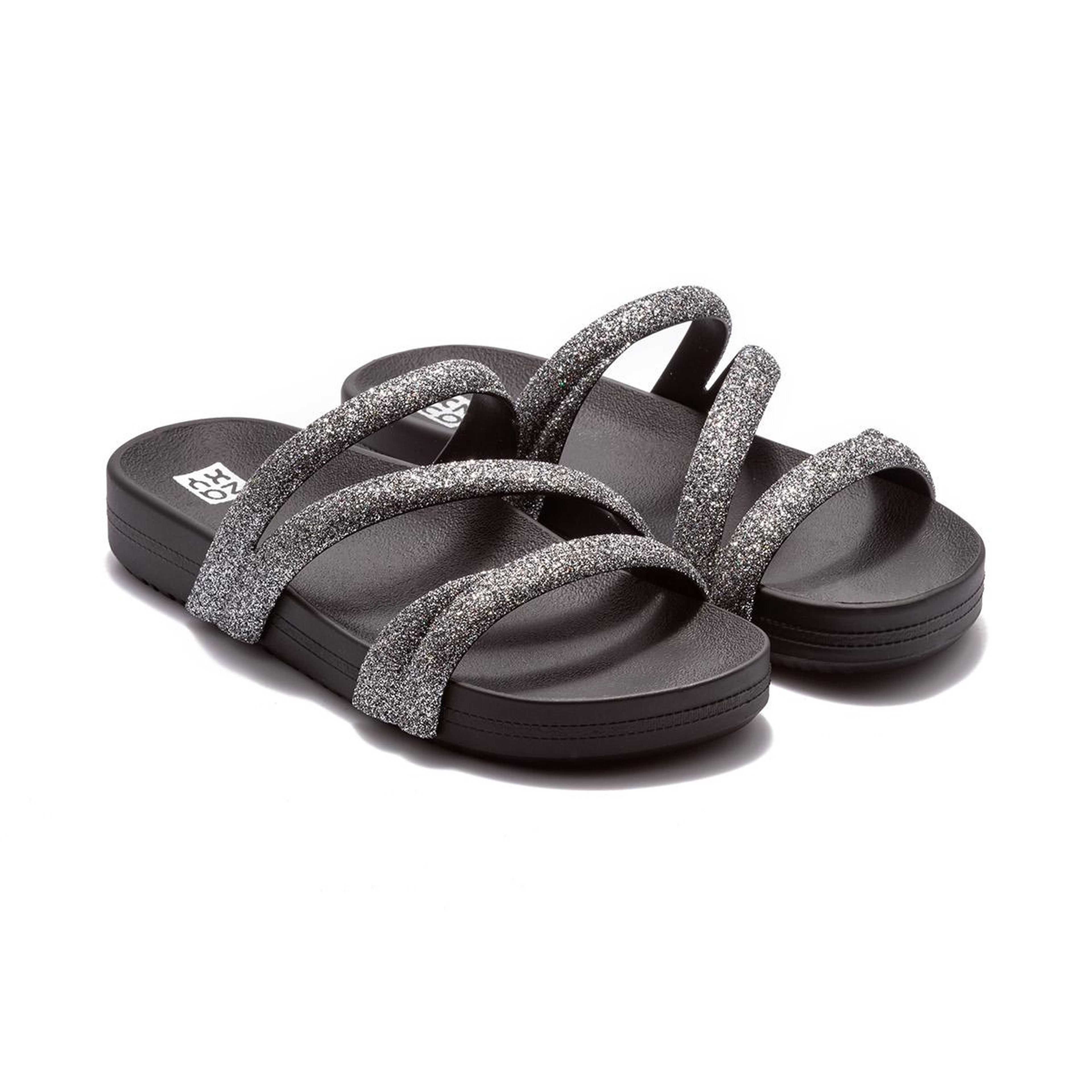 Glitter Tam Ad Kadın Terlik Gri Siyah 35/42