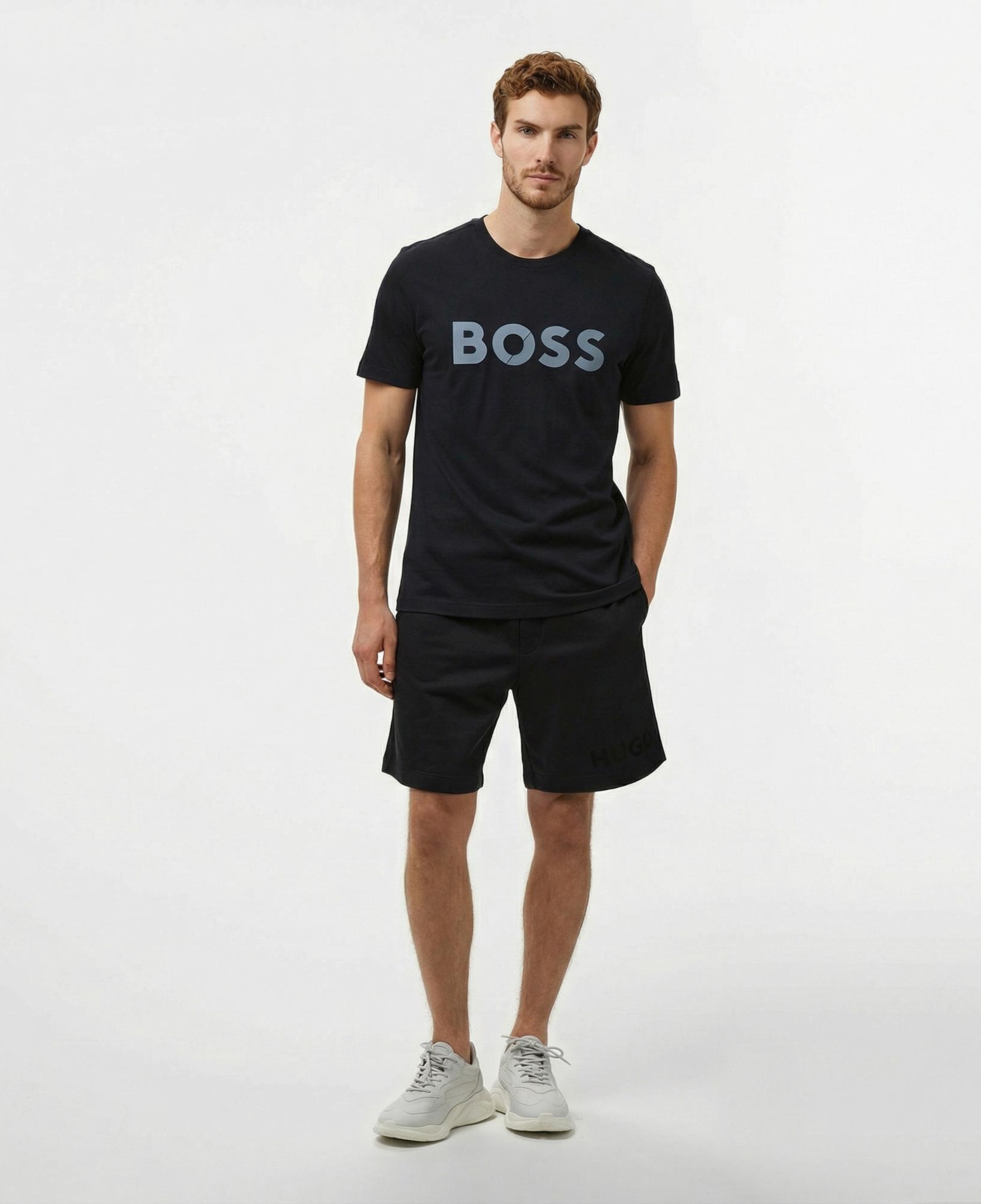 Boss Tape Logo Erkek Mavi T-Shirt