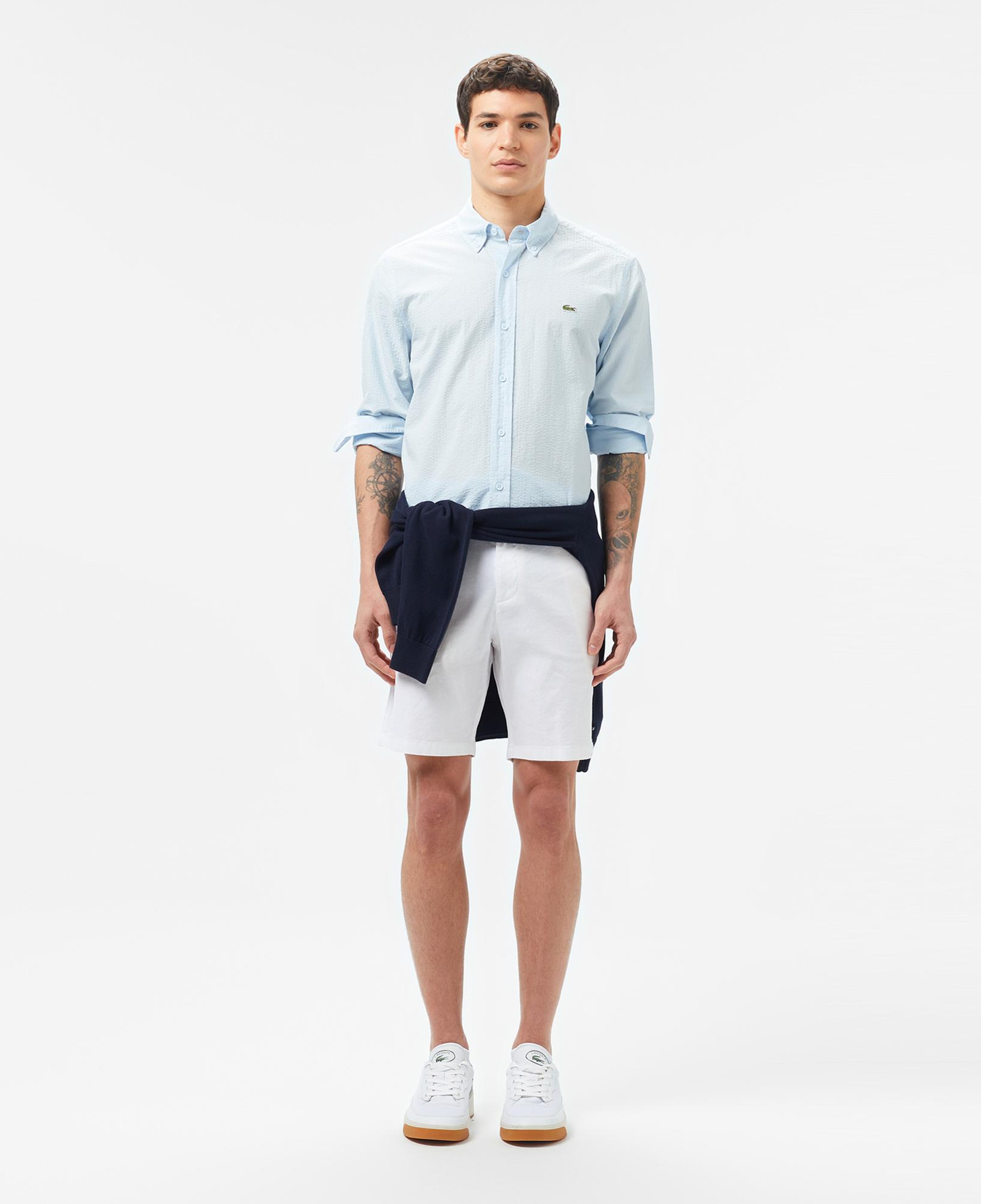 Lacoste Erkek Slim Fit Düğmeli Yaka Açık Mavi Gömlek