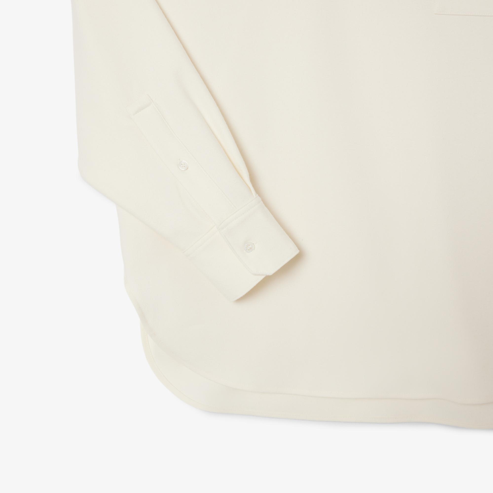 Lacoste Kadın Oversize Fit Polo Yaka Krem Bluz