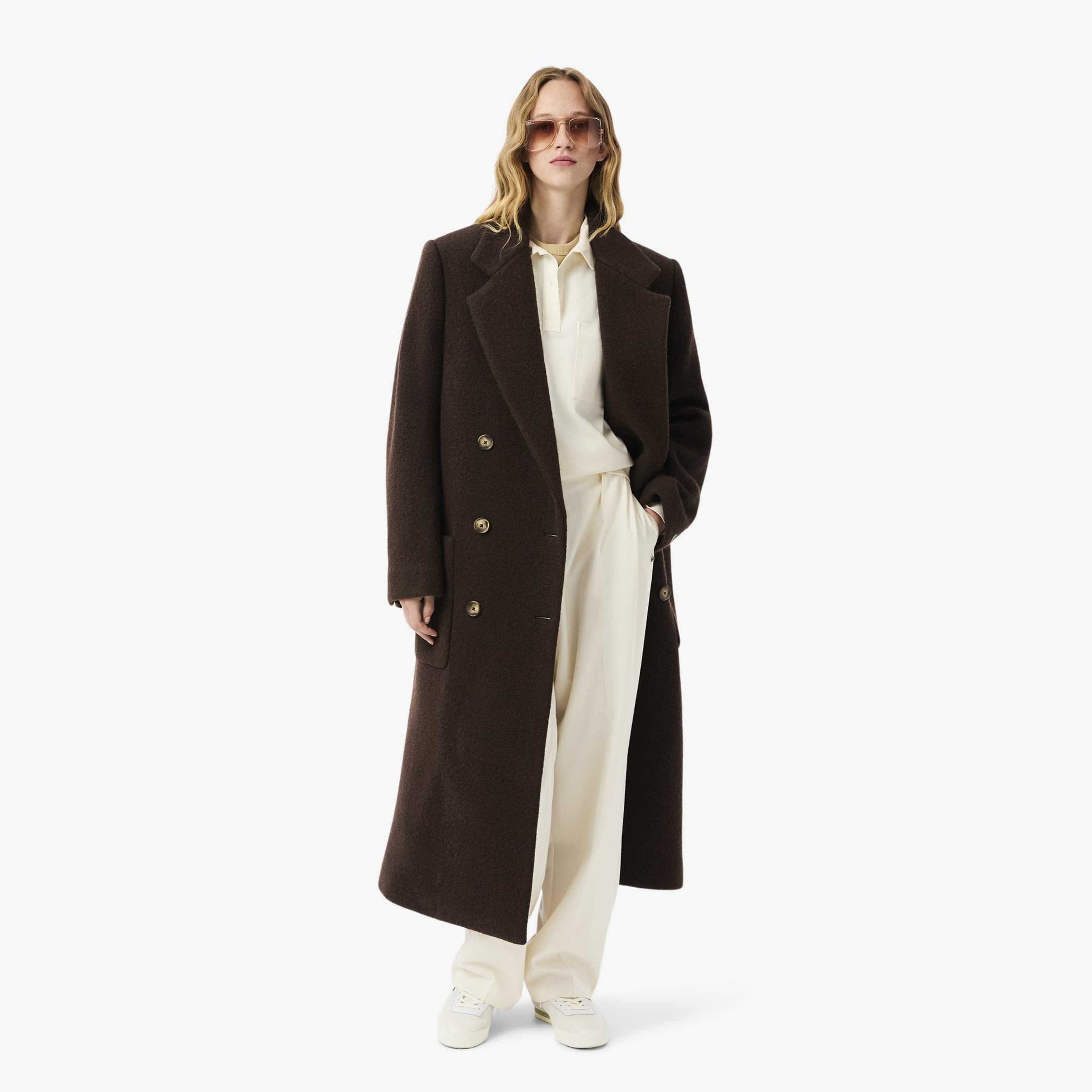 Lacoste Kadın Oversize Fit Polo Yaka Krem Bluz