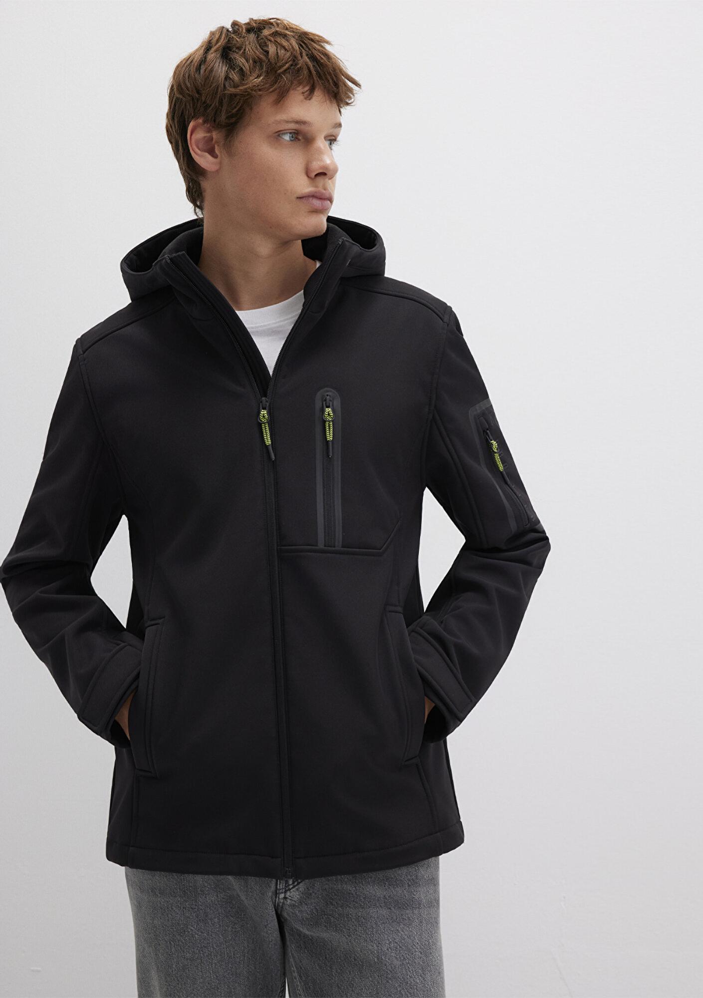 Mavi Su İtici Kapüşonlu Siyah Scuba Ceket Slim Fit / Dar Kesim 0110264-900