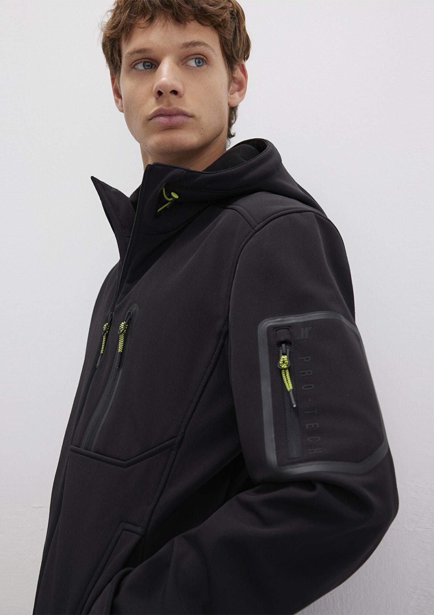 Mavi Su İtici Kapüşonlu Siyah Scuba Ceket Slim Fit / Dar Kesim 0110264-900