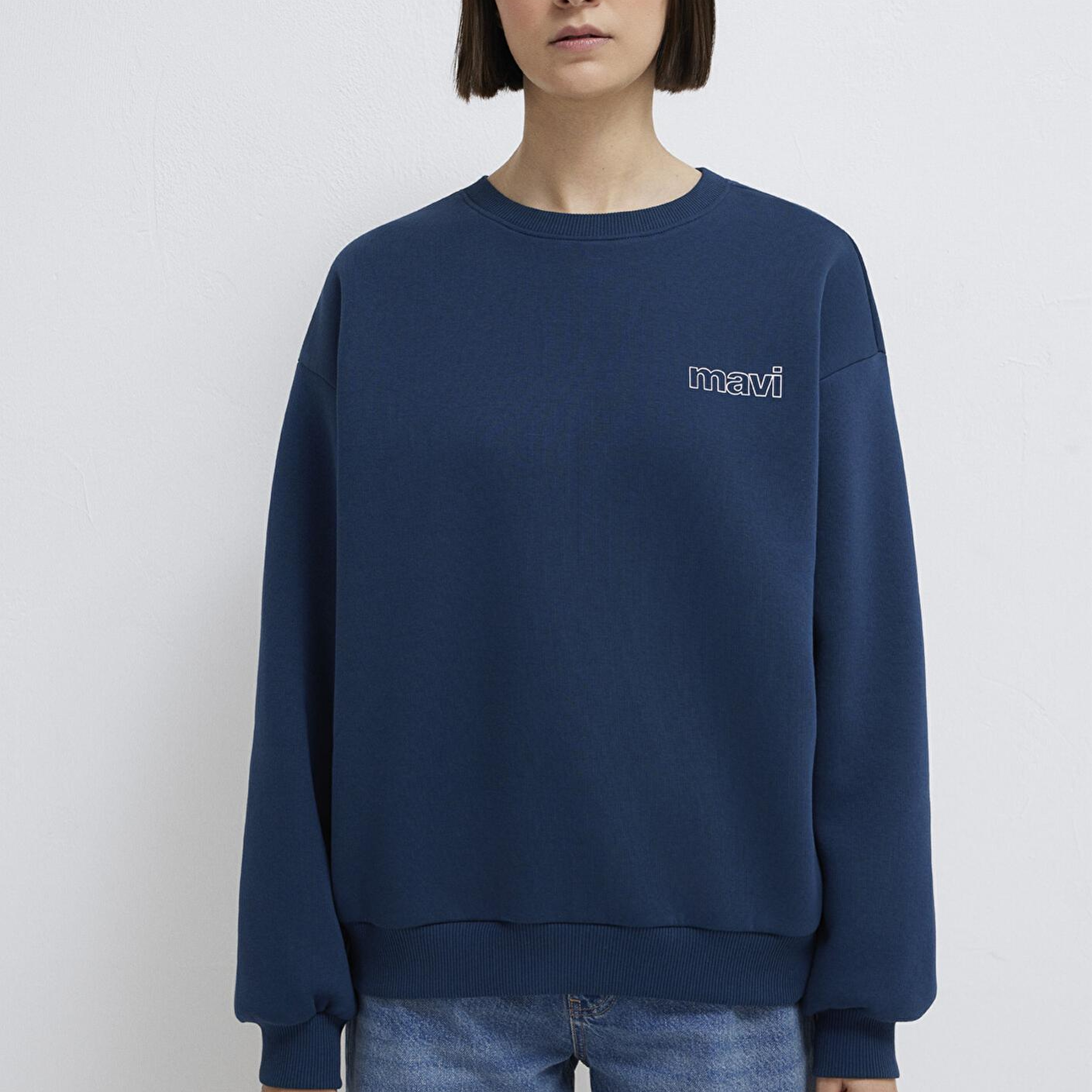 Mavi Mavi Logo Baskılı Lacivert Sweatshirt 1611656-82454