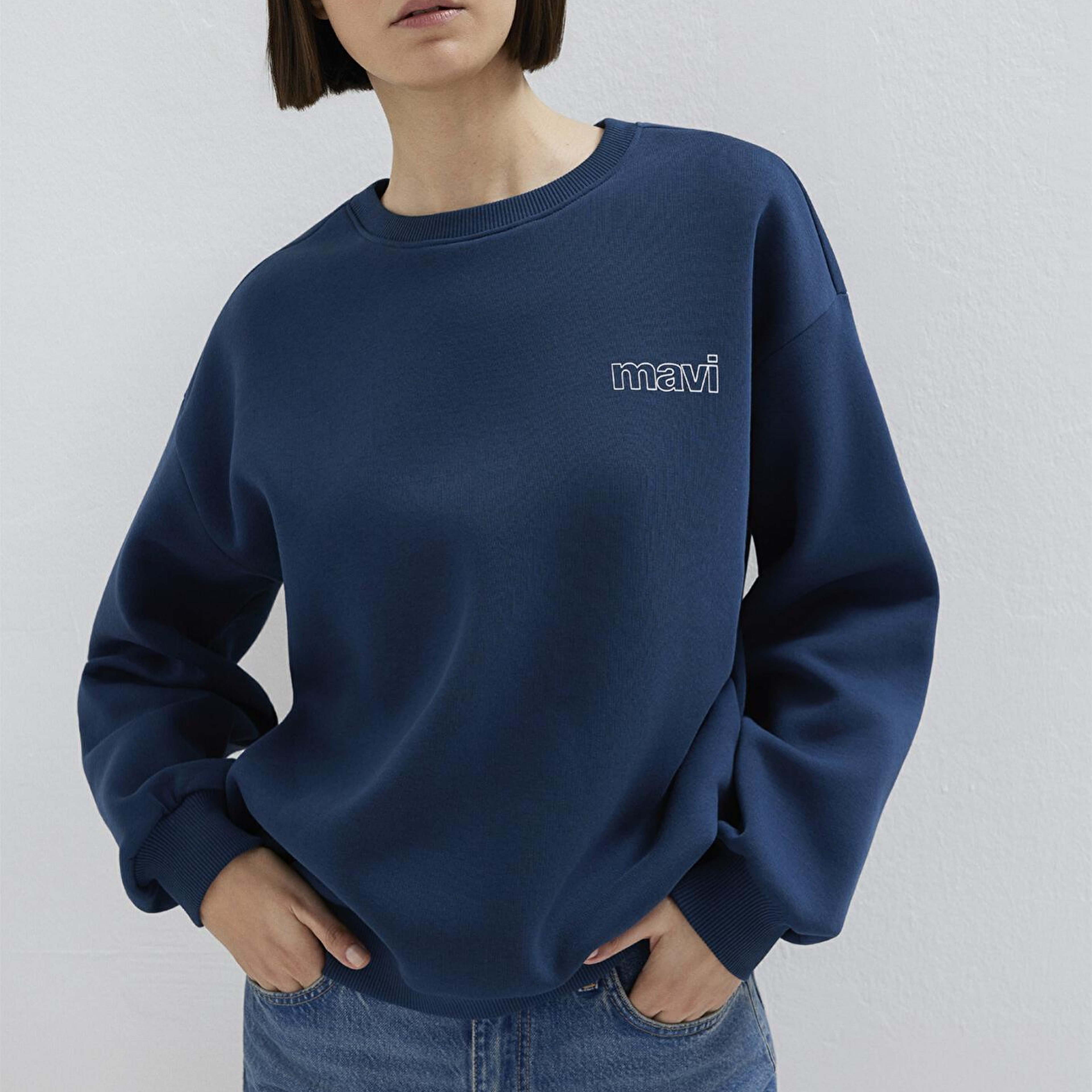 Mavi Mavi Logo Baskılı Lacivert Sweatshirt 1611656-82454