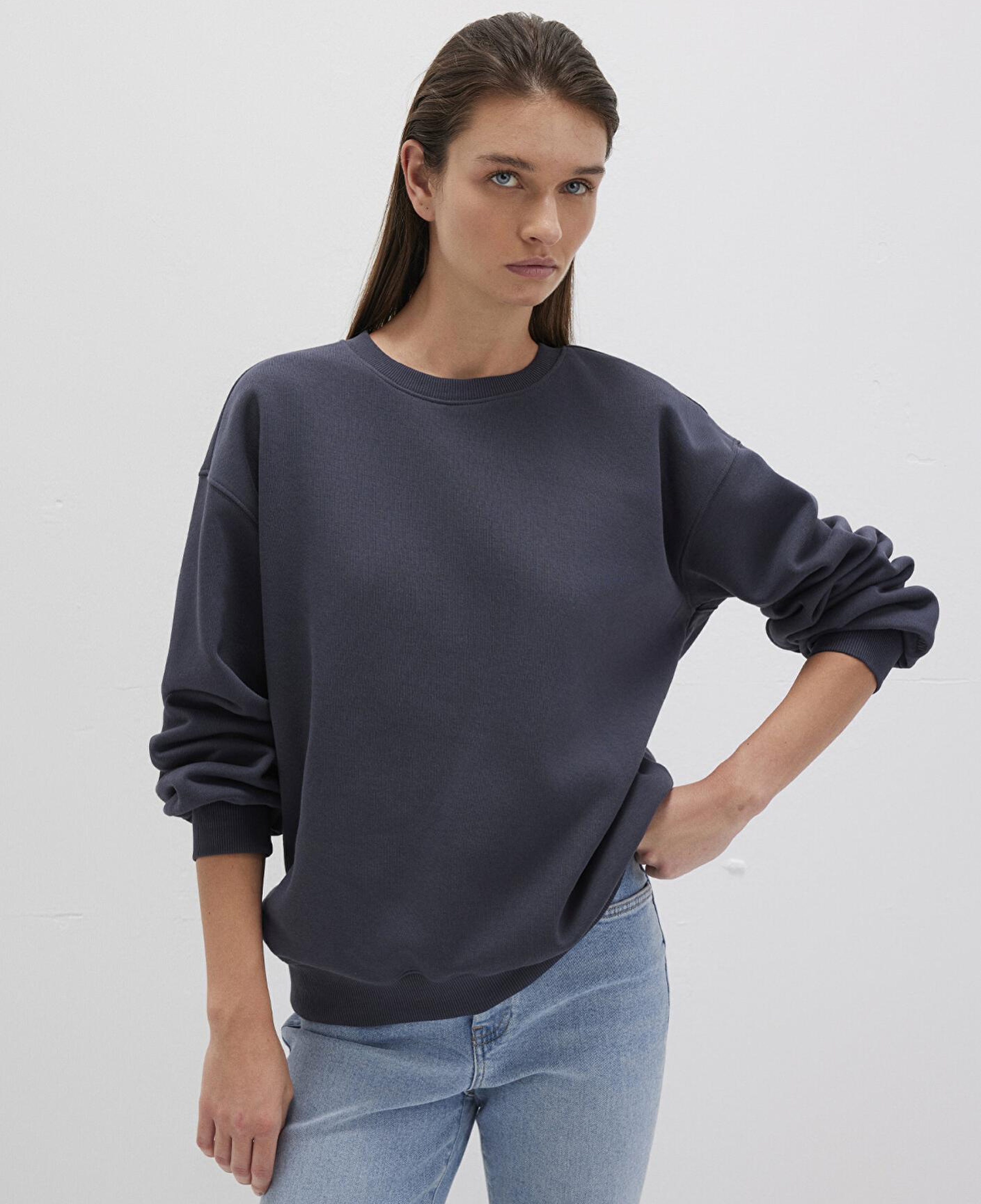 Mavi Bisiklet Yaka Lacivert Basic Sweatshirt 1610198-70726