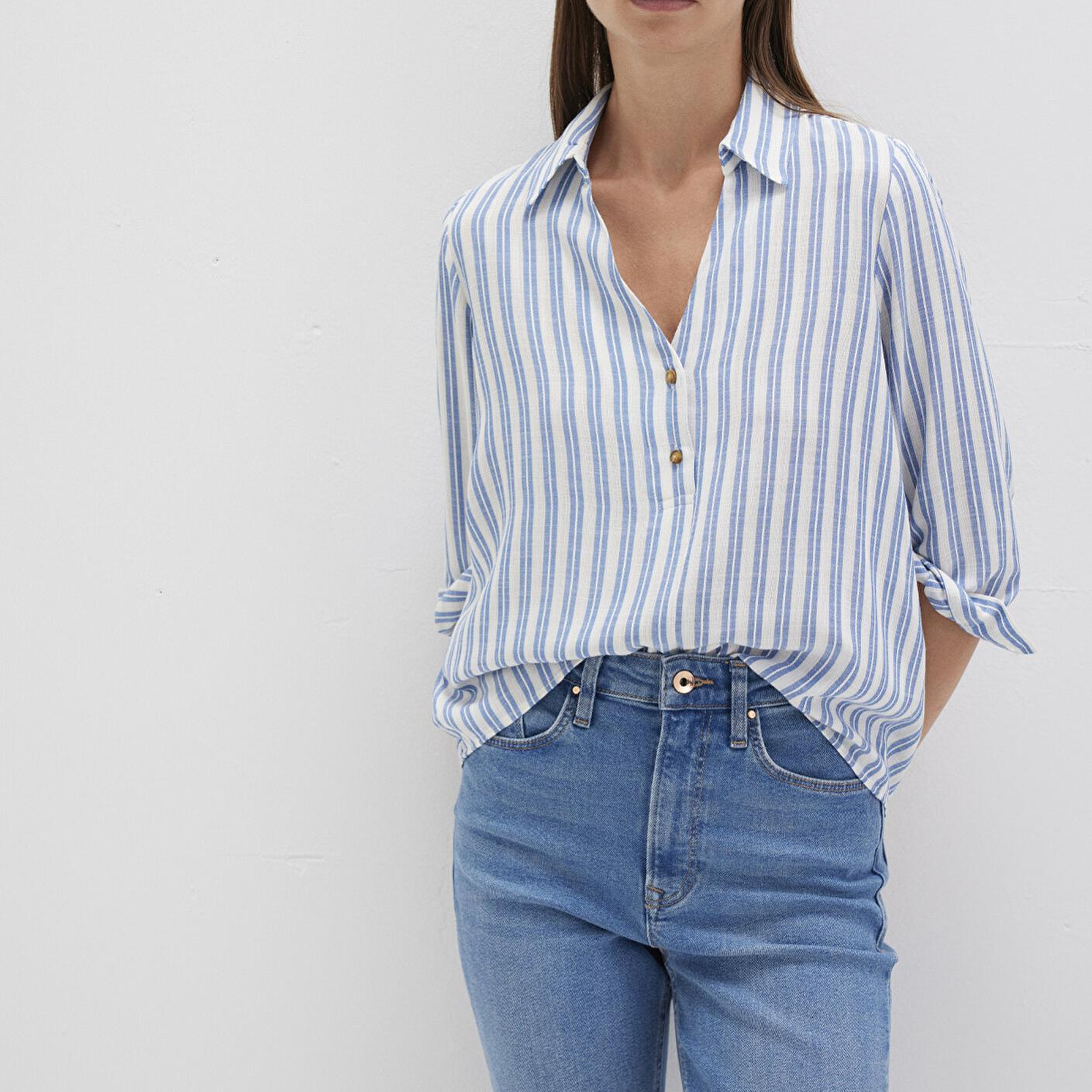 Mavi Mavi Çizgili Bluz 122400-83979