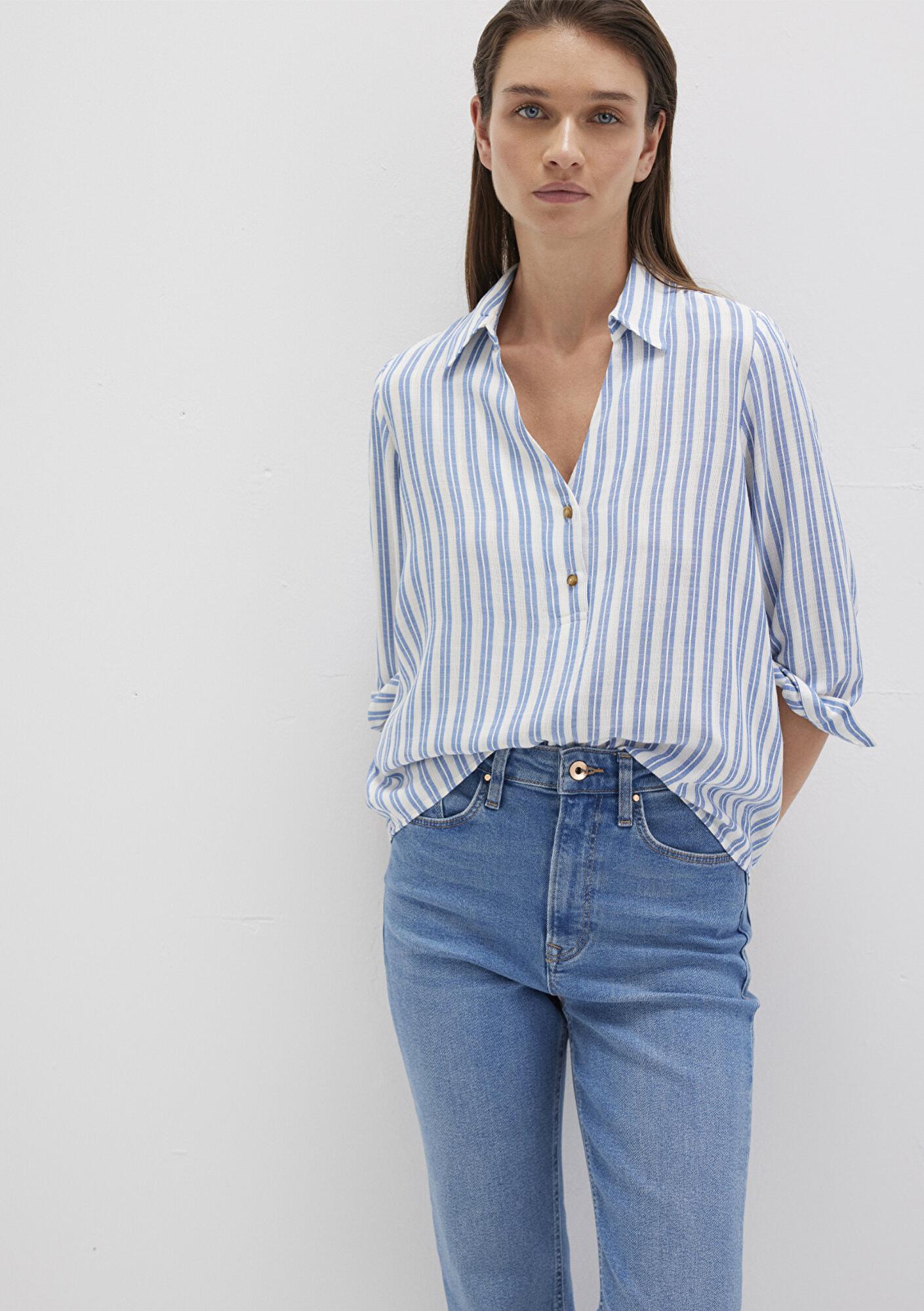 Mavi Mavi Çizgili Bluz 122400-83979