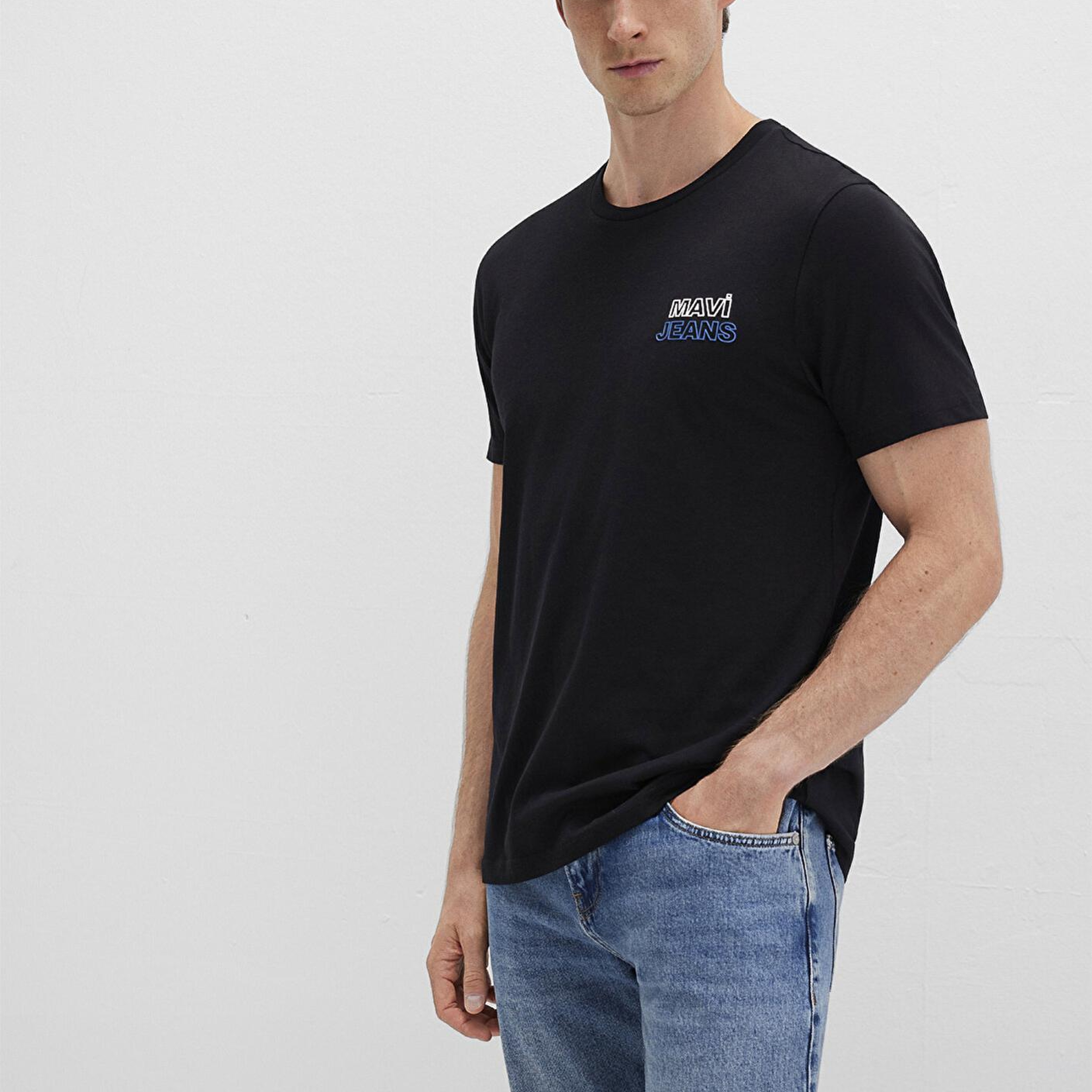 Mavi Mavi Jeans Baskılı Siyah Tişört Slim Fit / Dar Kesim 066841-900