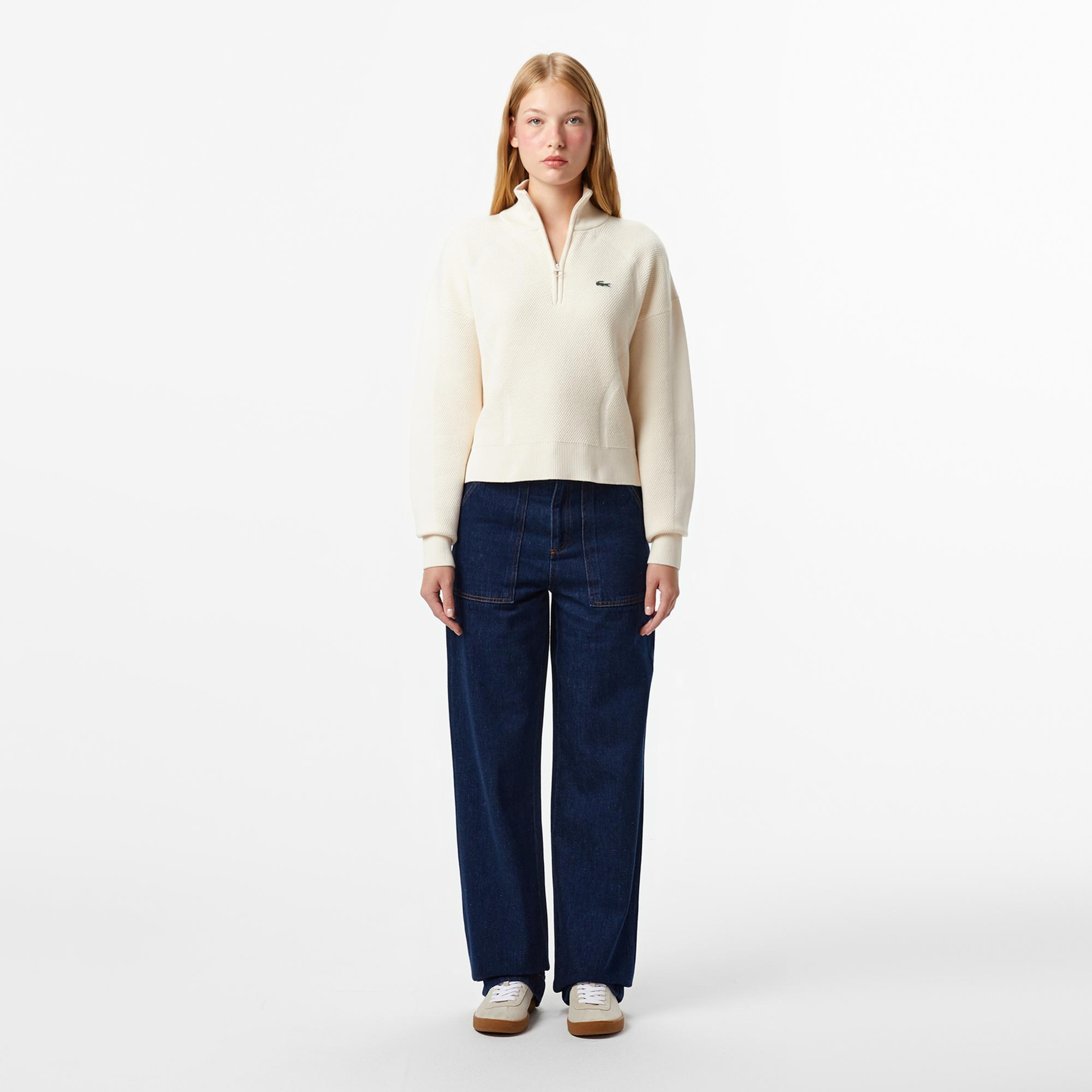 Lacoste Kadın Straight Fit Koyu Mavi Pantolon