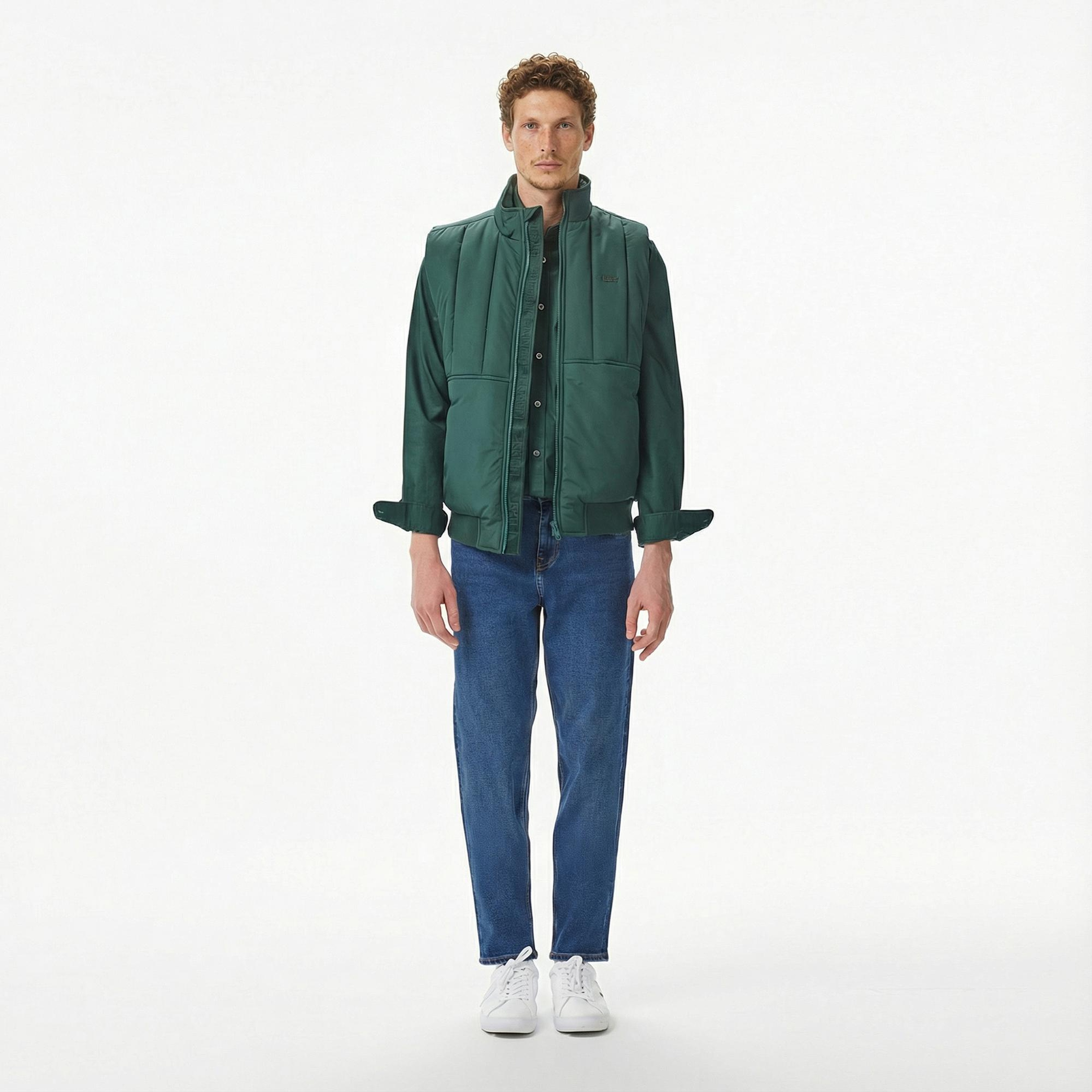 Lacoste Erkek Dik Yaka Koyu Yeşil Yelek