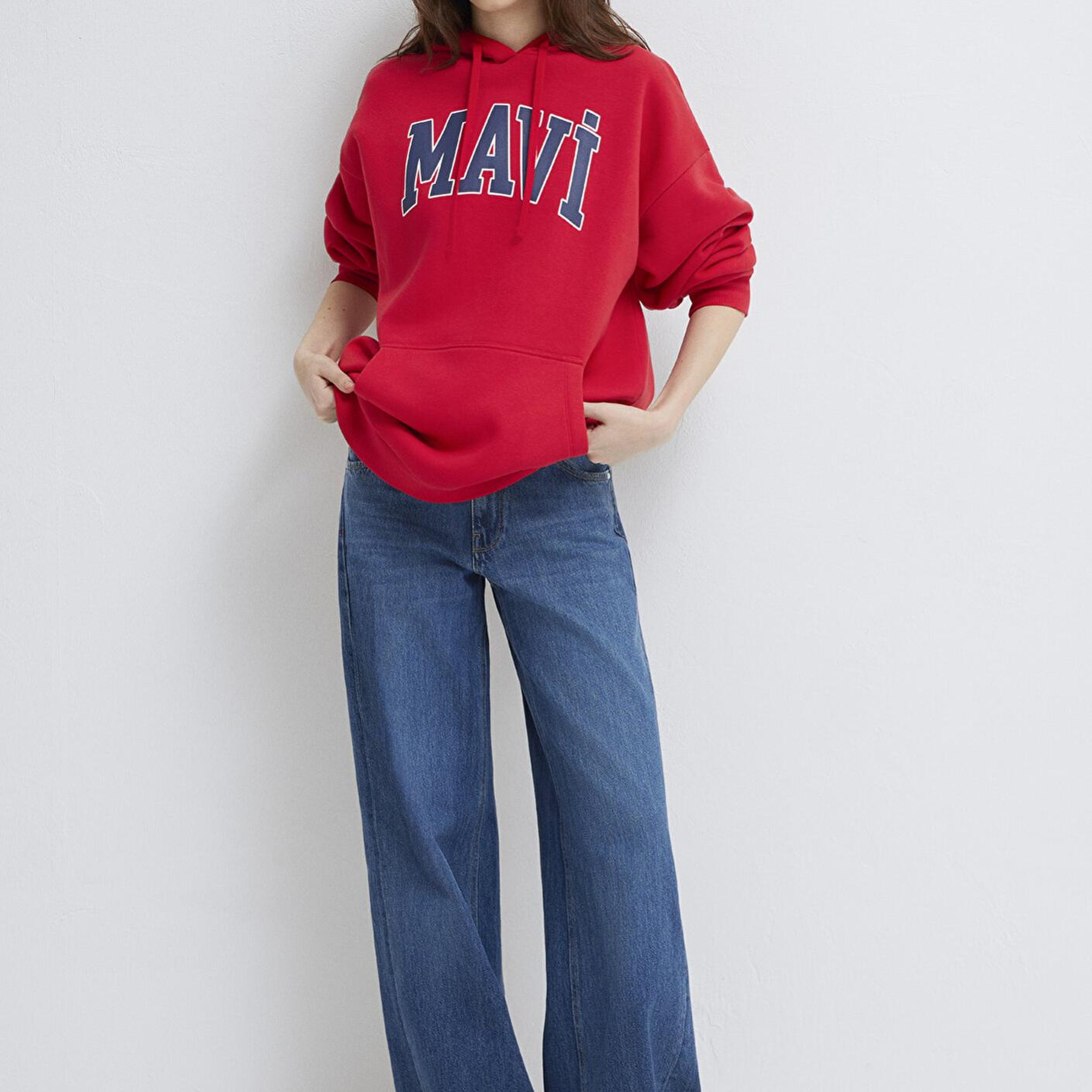 Mavi Mavi Logo Baskılı Kapüşonlu Kırmızı Sweatshirt 1600361-82054