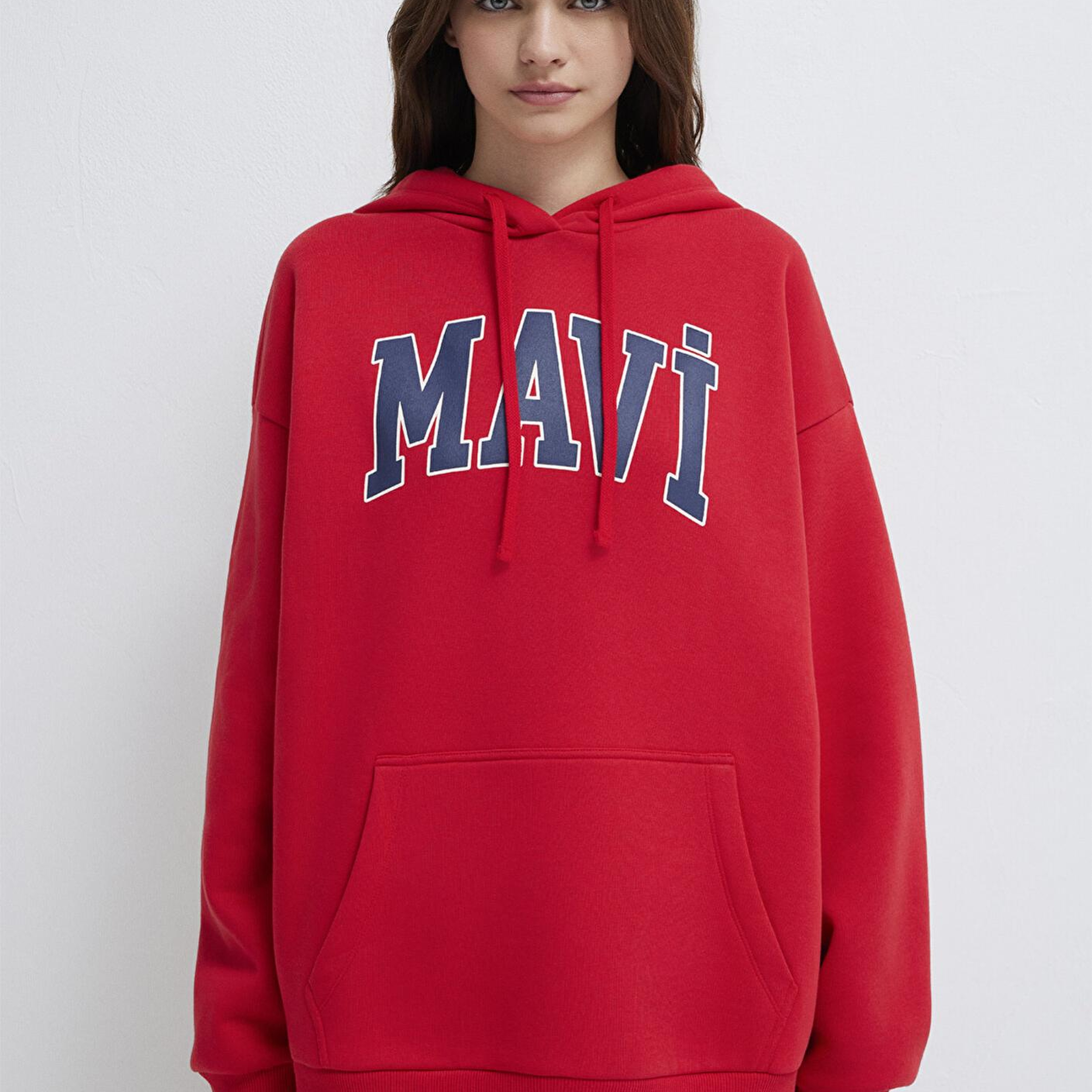 Mavi Mavi Logo Baskılı Kapüşonlu Kırmızı Sweatshirt 1600361-82054