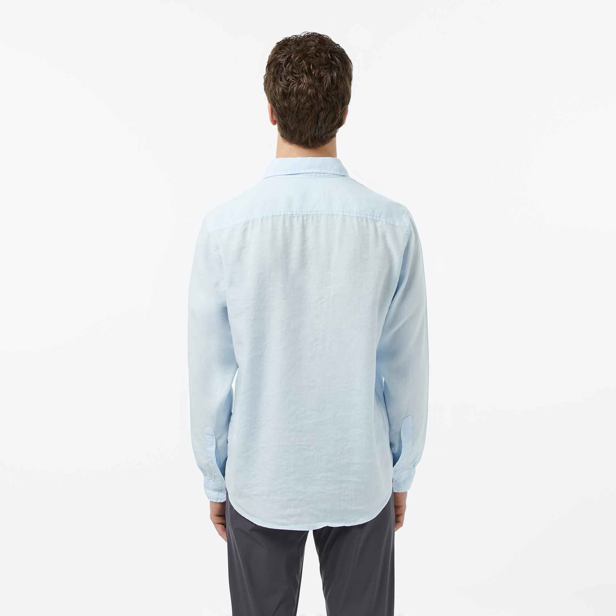 Lacoste Erkek Regular Fit Keten Açık Mavi Gömlek