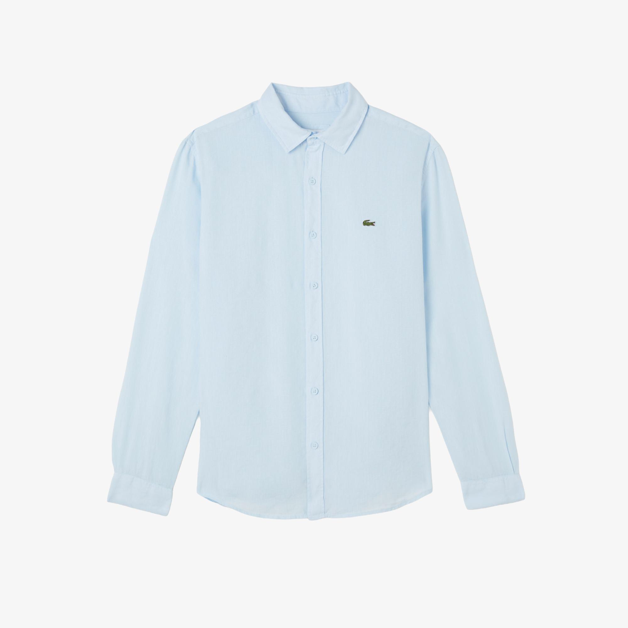 Lacoste Erkek Regular Fit Keten Açık Mavi Gömlek
