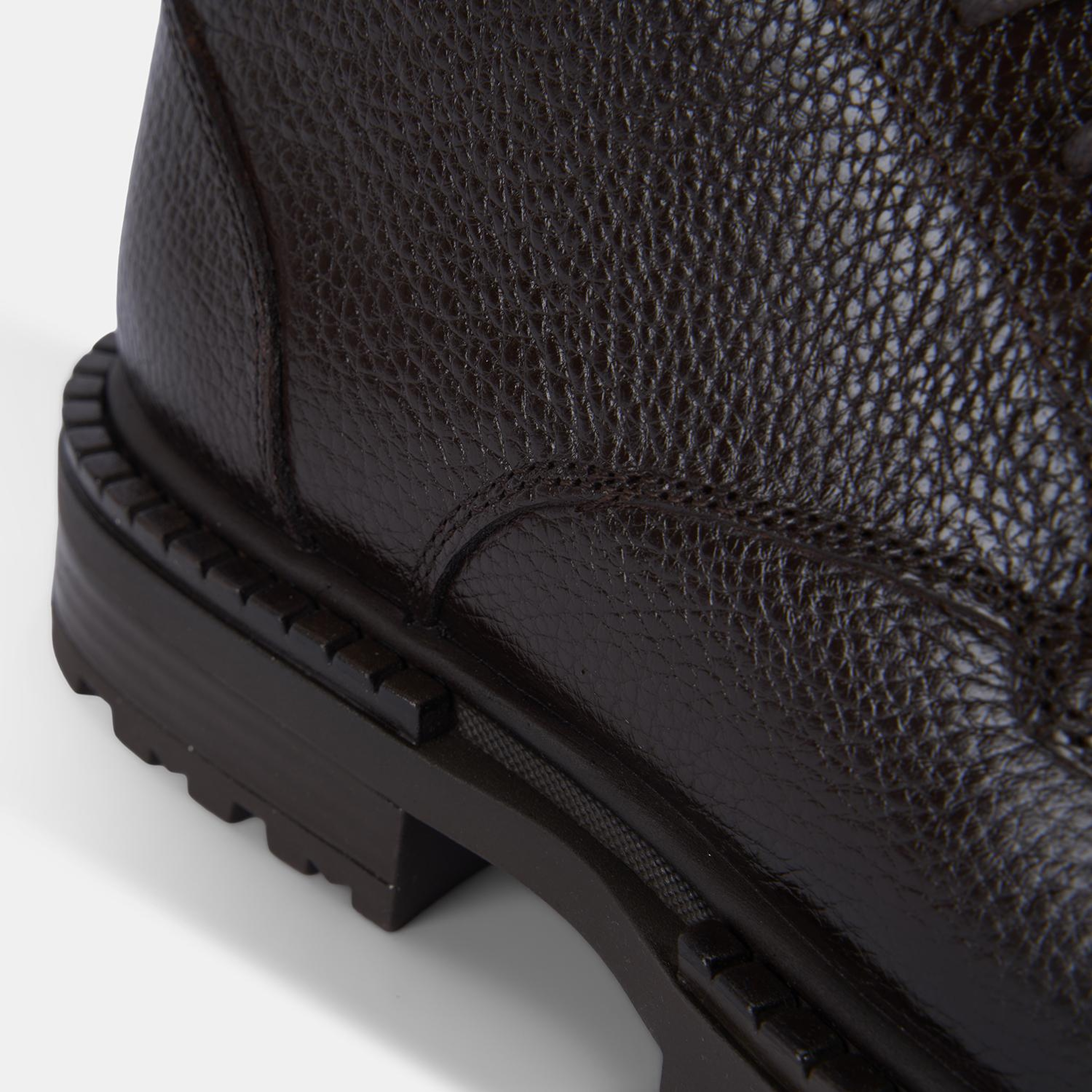 Erkek Kahve Bağcıklı Kalın Tabanlı Deri Postal Bot