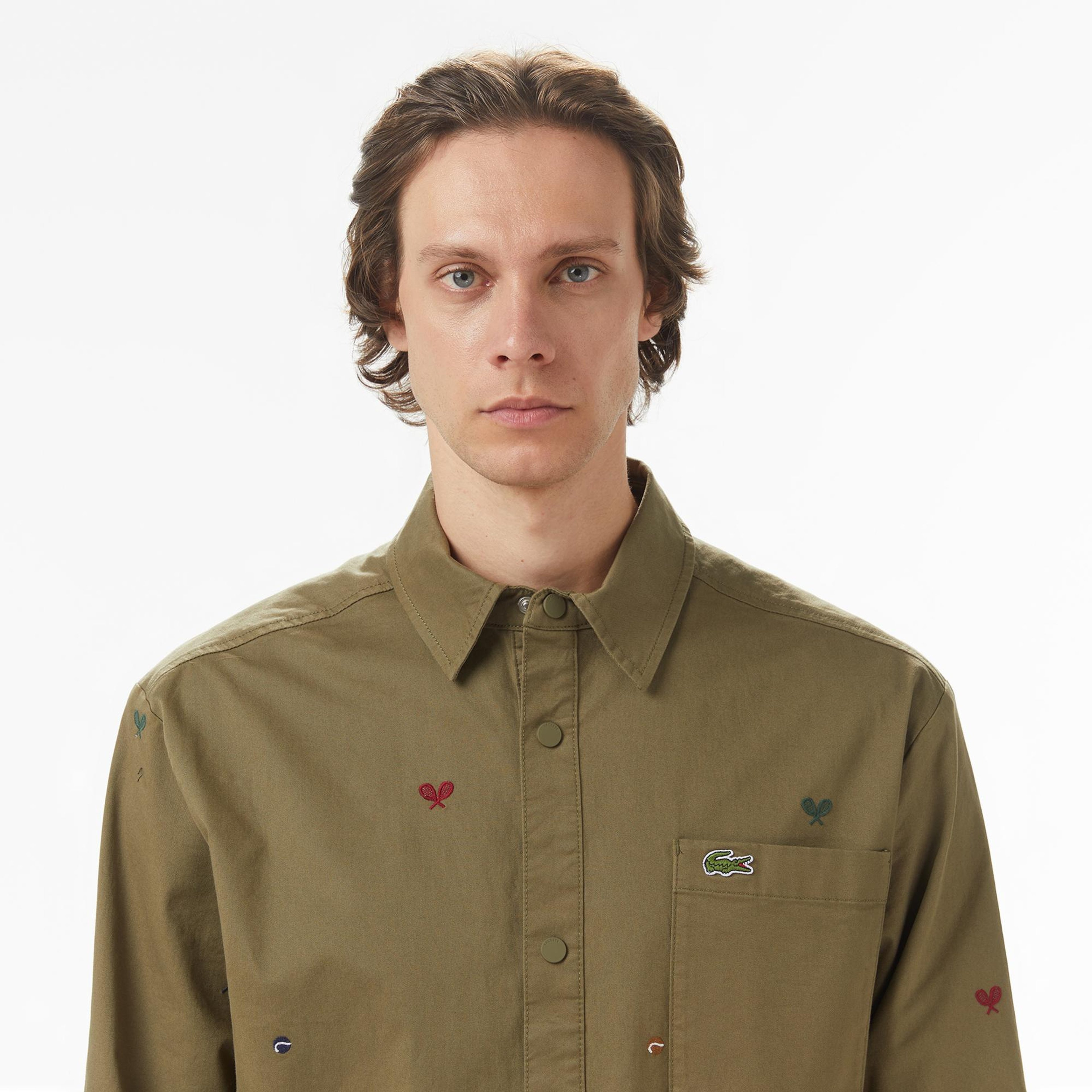 Lacoste Erkek Regular Fit Desenli Haki Gömlek