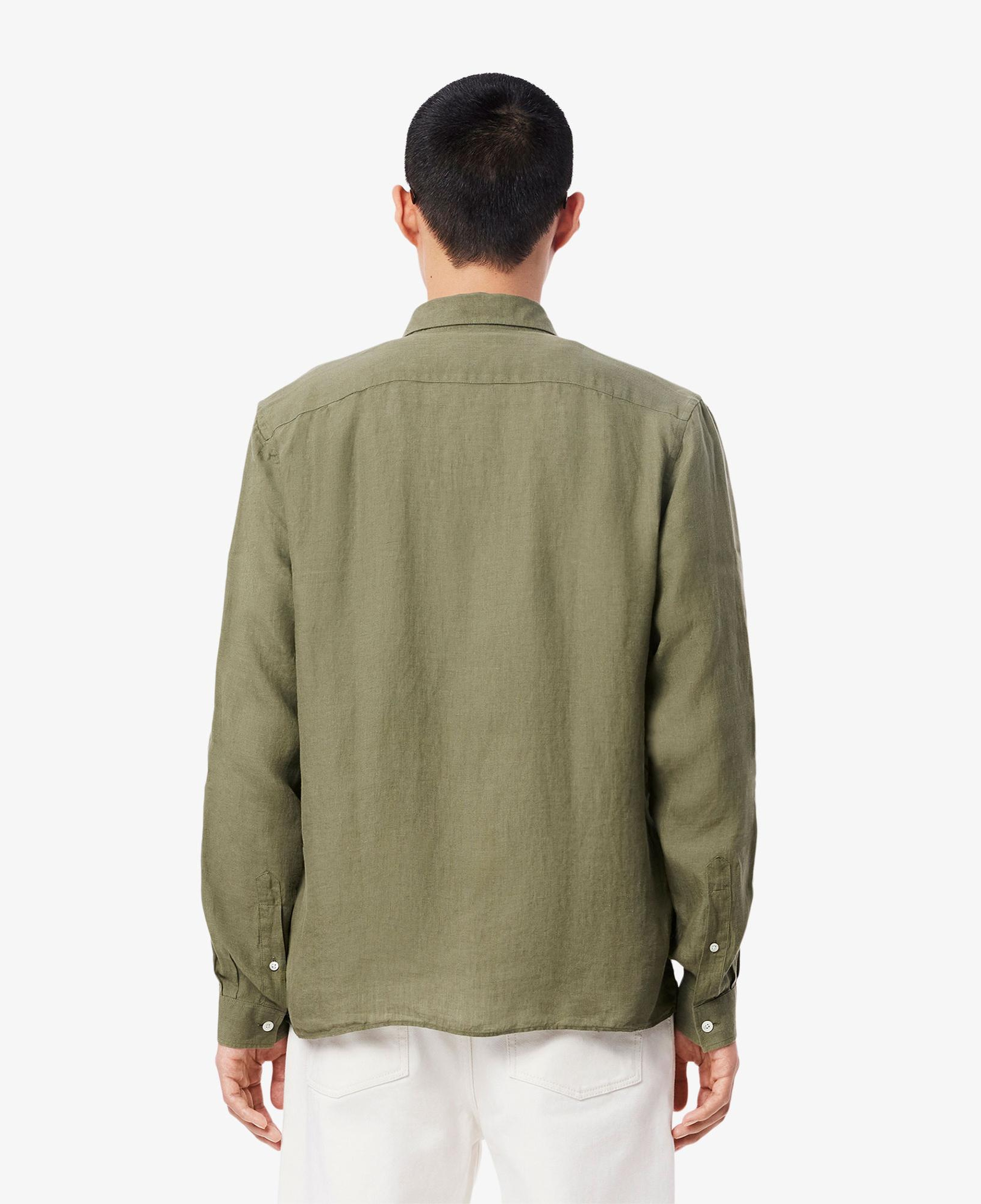 Lacoste Erkek Regular Fit Düğmeli Yaka Keten Haki Gömlek