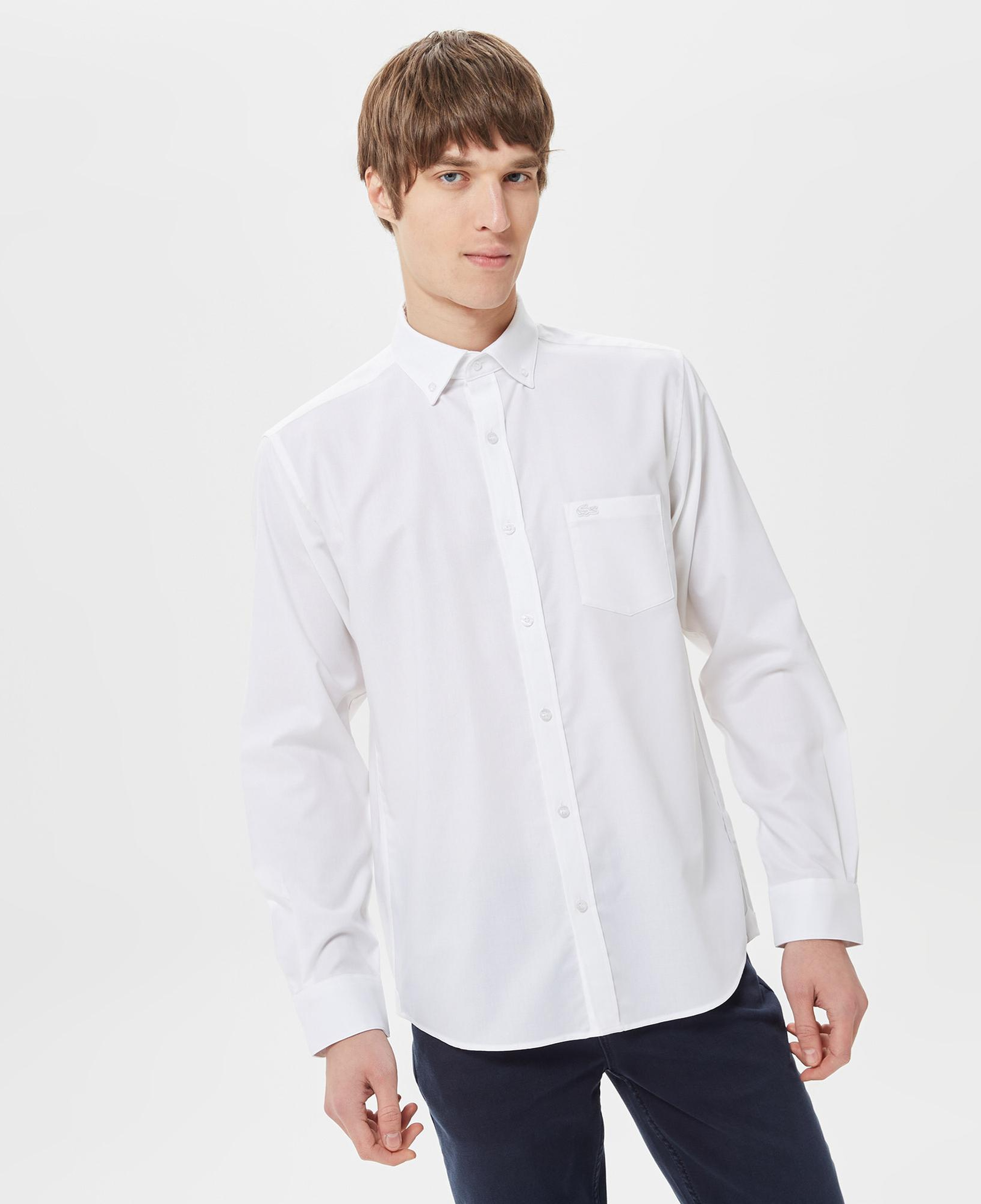 Lacoste Erkek Regular Fit Düğmeli Yaka Beyaz Gömlek