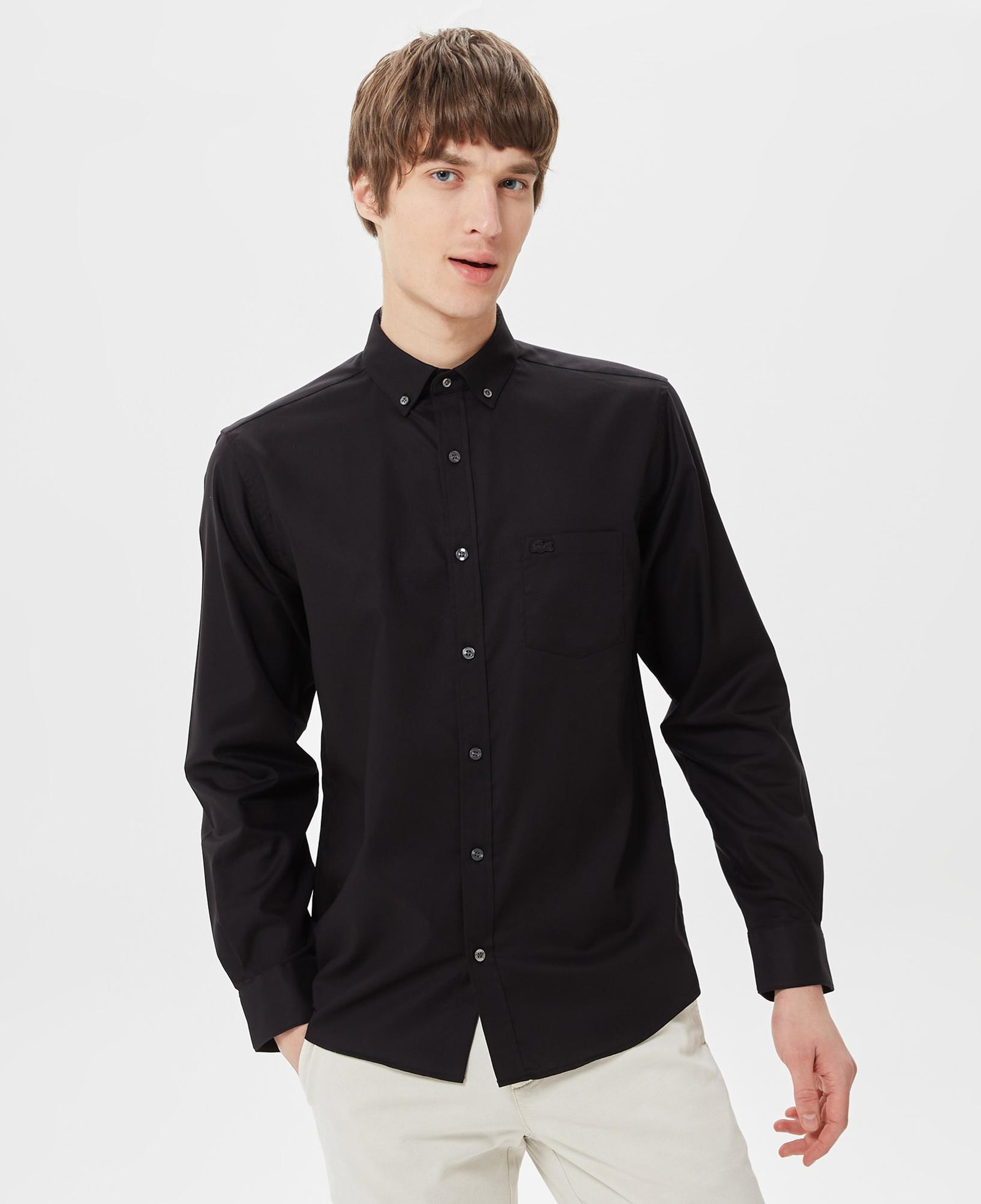 Lacoste Erkek Regular Fit Düğmeli Yaka Siyah Gömlek