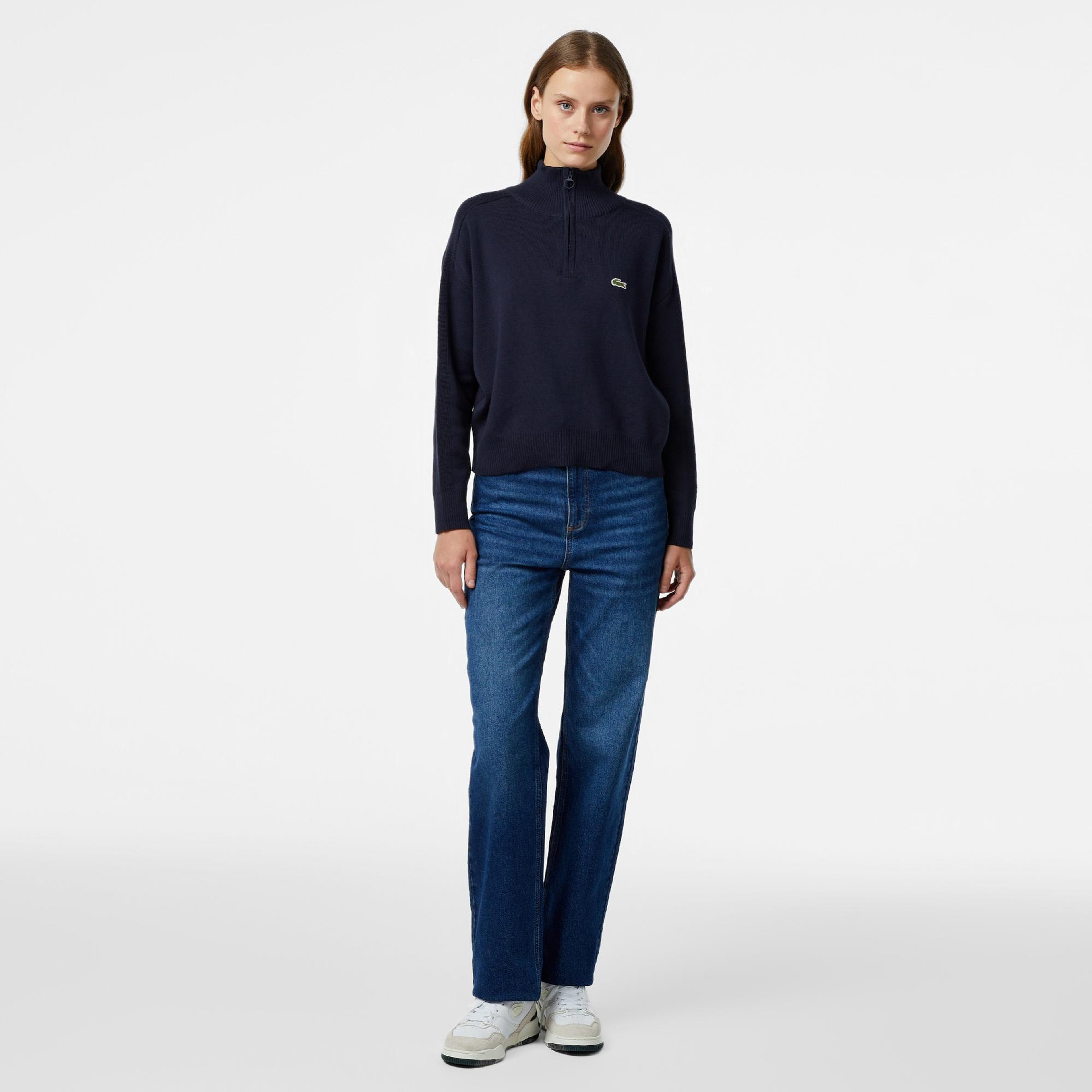 Lacoste Kadın Regular Fit Mavi Jean Pantolon