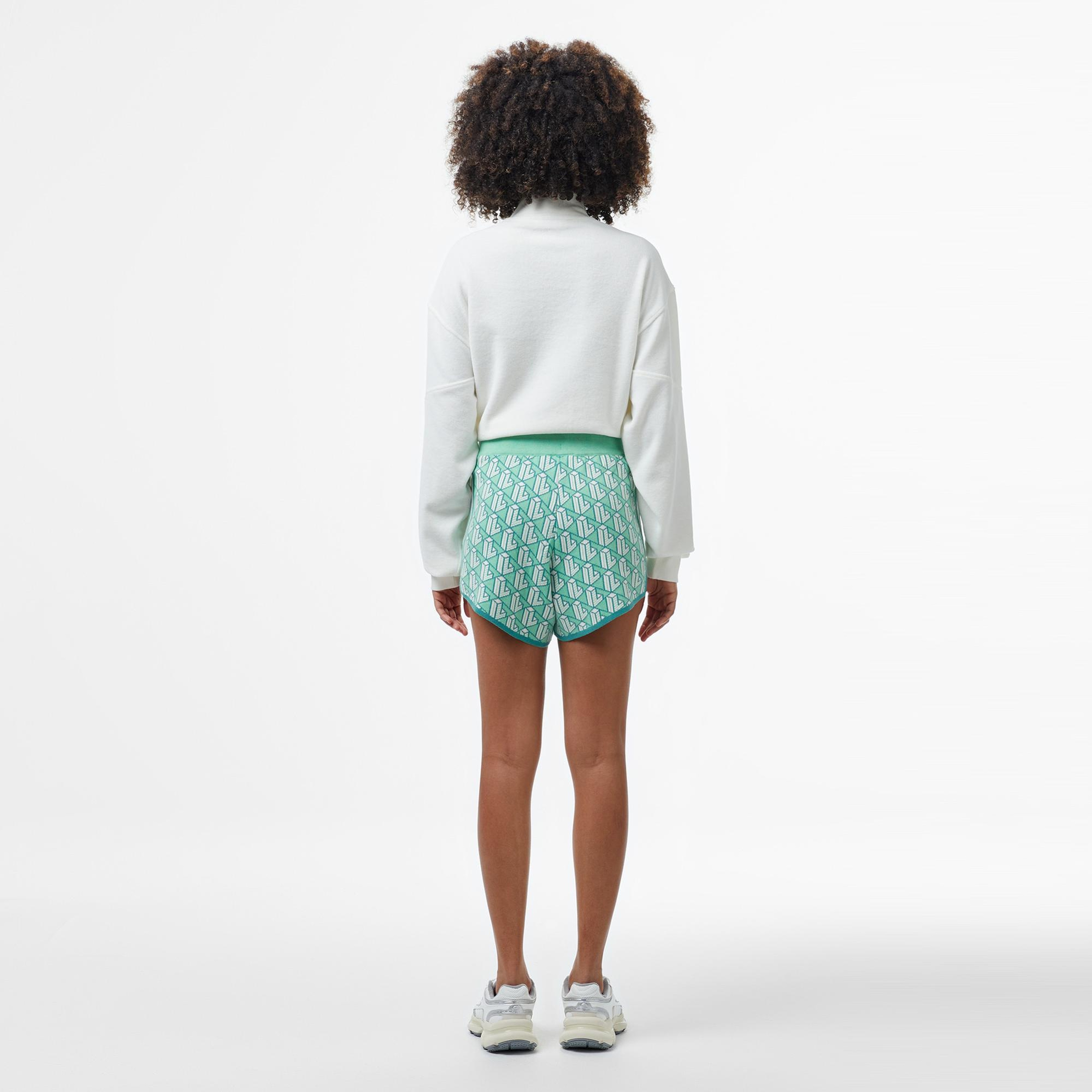 Lacoste Kadın Relaxed Fit Monogram Açık Yeşil Şort